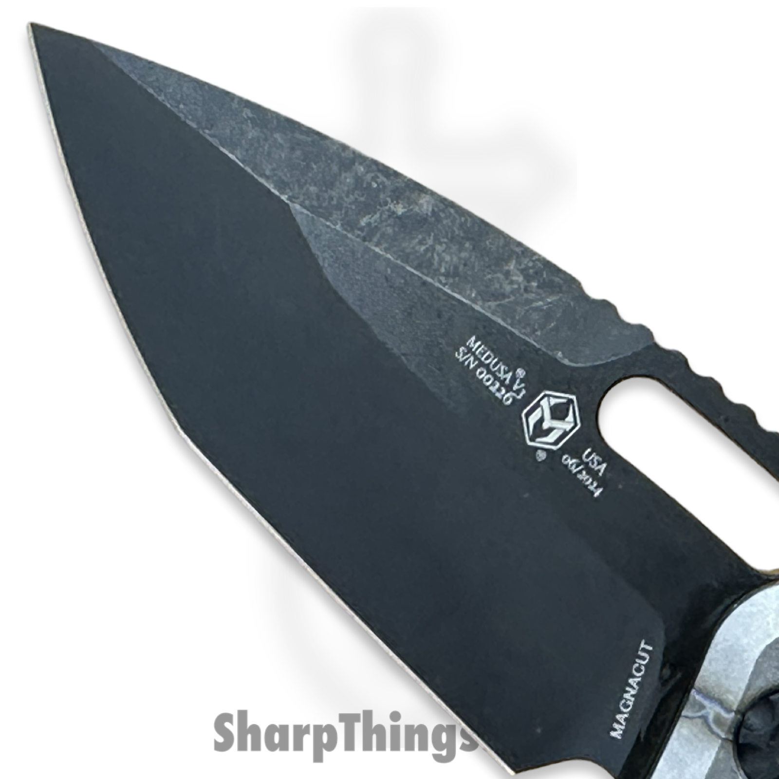 Heretic Knives - H009-6A-FTI - Medusa - Folding Knife - MagnaCut DLC Tanto - Titanium Frame - Flamed - Image 3