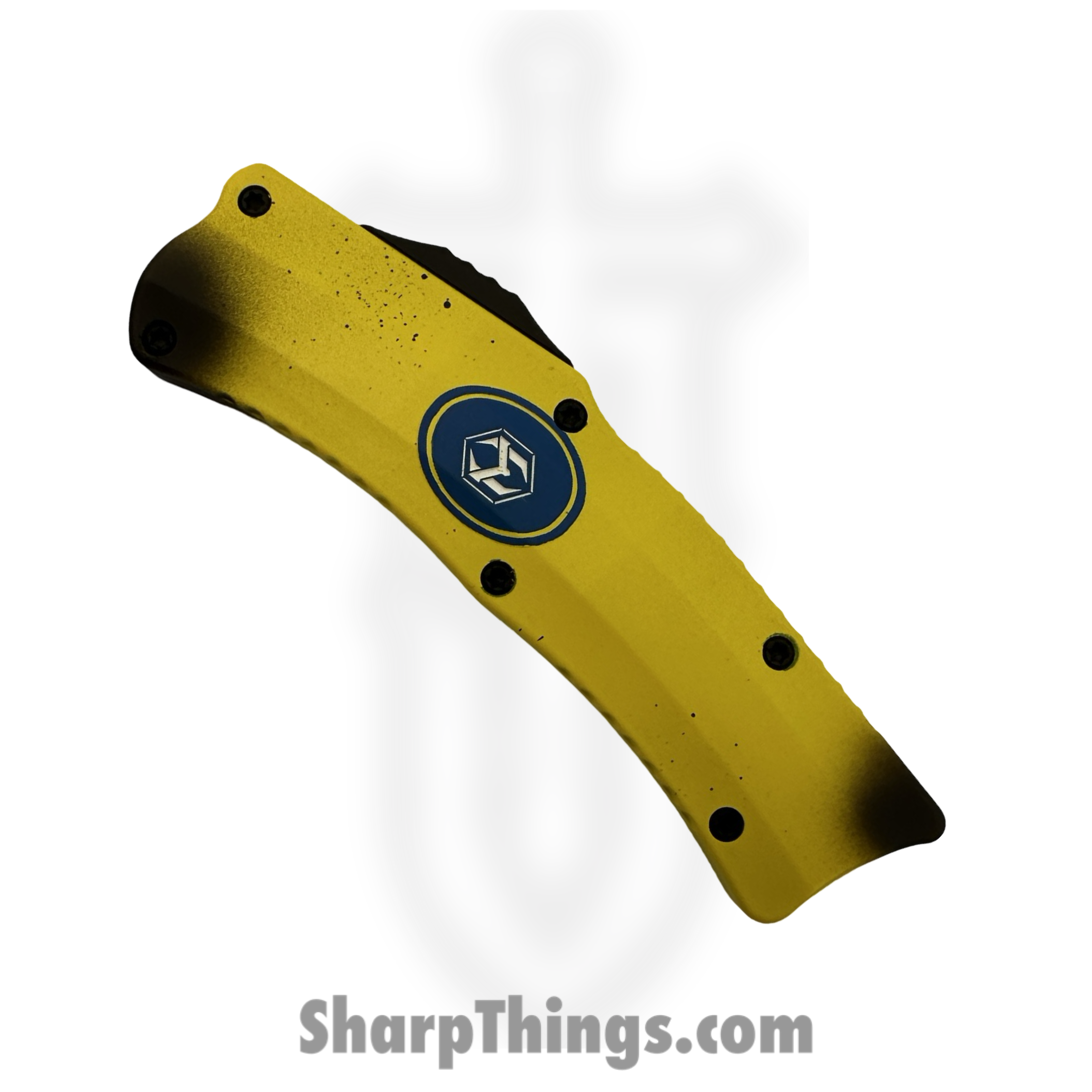 Heretic Knives - H060-FP-NANA- ROC - Fresh Peeled Stabnana - OTF Auto - Magnacut Coated Hawkbill - Aluminum - Yellow Brown Blue White - Image 3