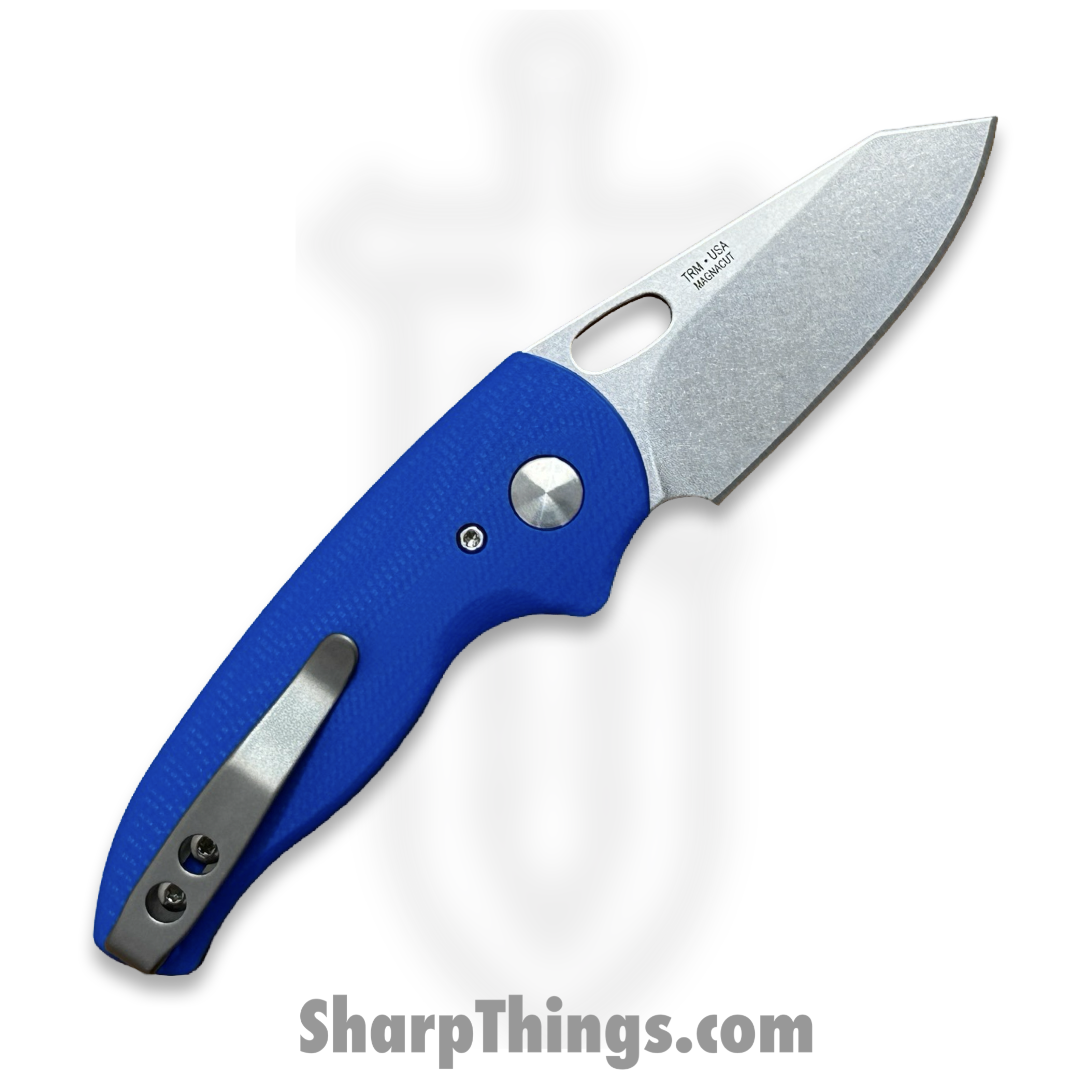 TRM - HN-3D-G10-RB - Holey Nerd - Folding Knife - CPM MagnaCut Stonewash Sheepsfoot - G10 - Blue - Image 2