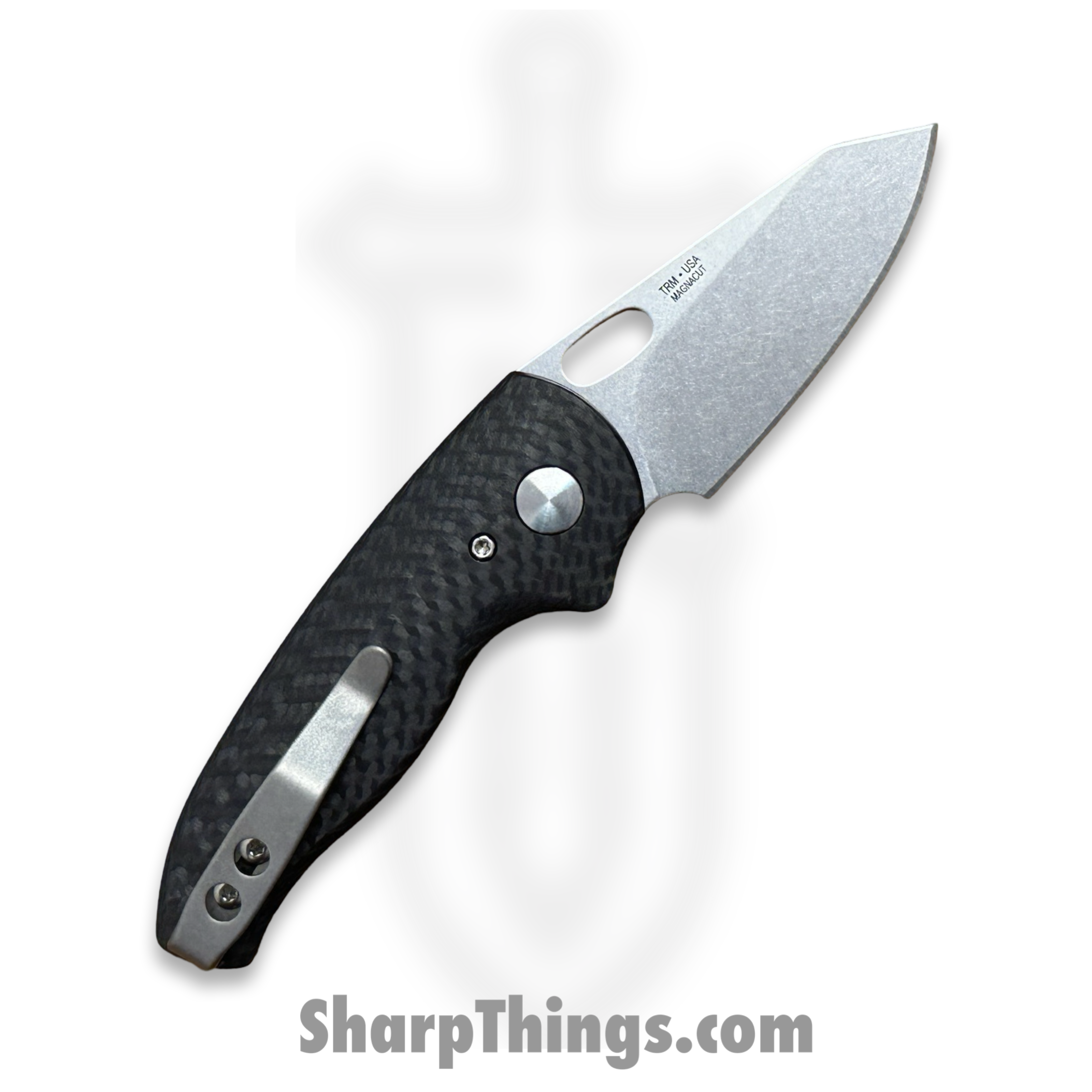 TRM - HN-MC-3D-CF - Holey Nerd - Folding Knife - CPM MagnaCut Stonewash Sheepsfoot - Carbon Fiber - Black - Image 2