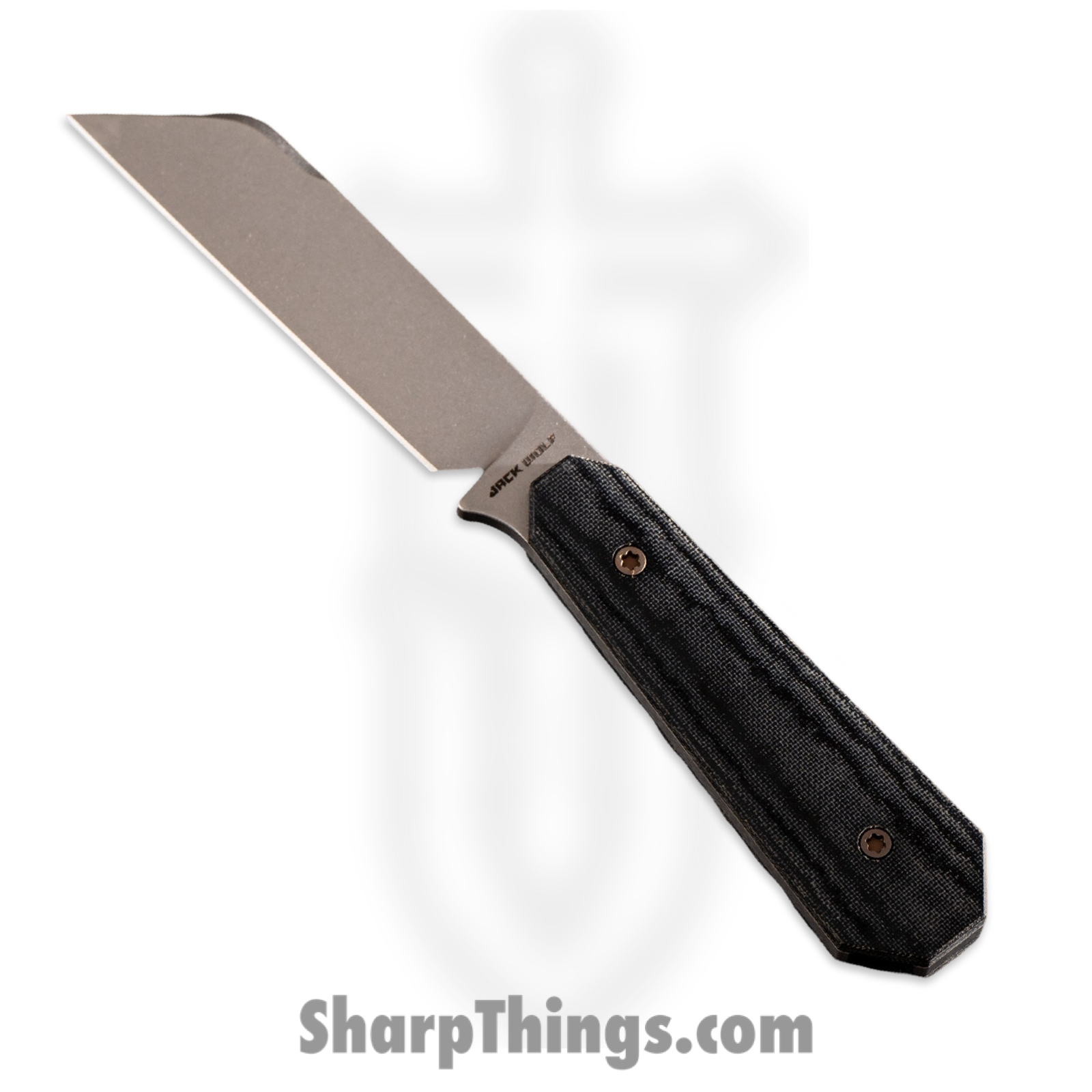 Jack Wolf Knives - FIXEDCBK - Midnight FIXedc - Fixed Blade Knife - S90V Stonewashed Hollow Grind Sheepsfoot - Polished Linen Micarta - Black