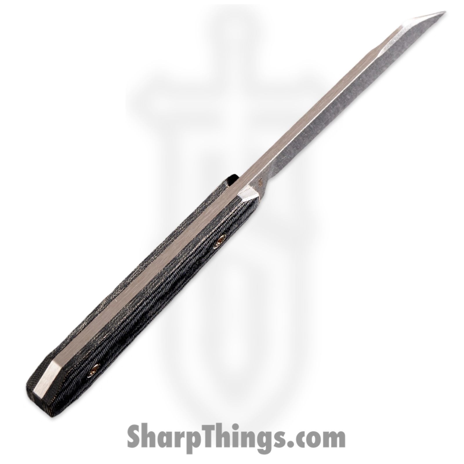 Jack Wolf Knives - FIXEDCBK - Midnight FIXedc - Fixed Blade Knife - S90V Stonewashed Hollow Grind Sheepsfoot - Polished Linen Micarta - Black - Image 3