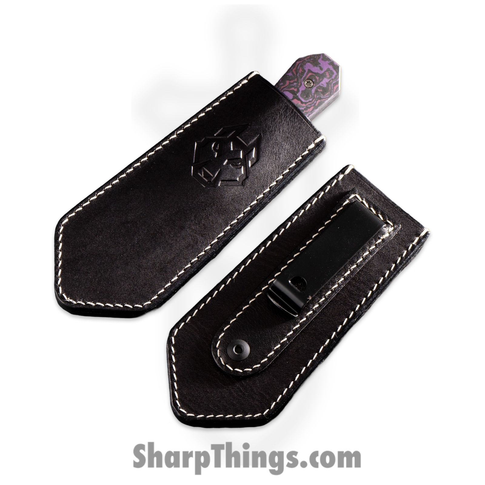 Jack Wolf Knives - FIXEDCPH - Midnight FIXedc - Fixed Blade Knife - S90V Satin Hollow Grind Sheepsfoot - Purple Haze Fat CF - Purple - Image 5