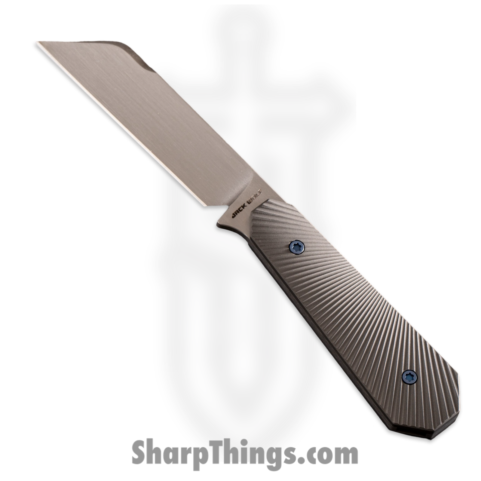 Jack Wolf Knives - FIXEDCSB - Midnight FIXedc - Fixed Blade Knife - S90V Hand Satin Hollow Grind Sheepsfoot - Milled Ti Starburst - Gray