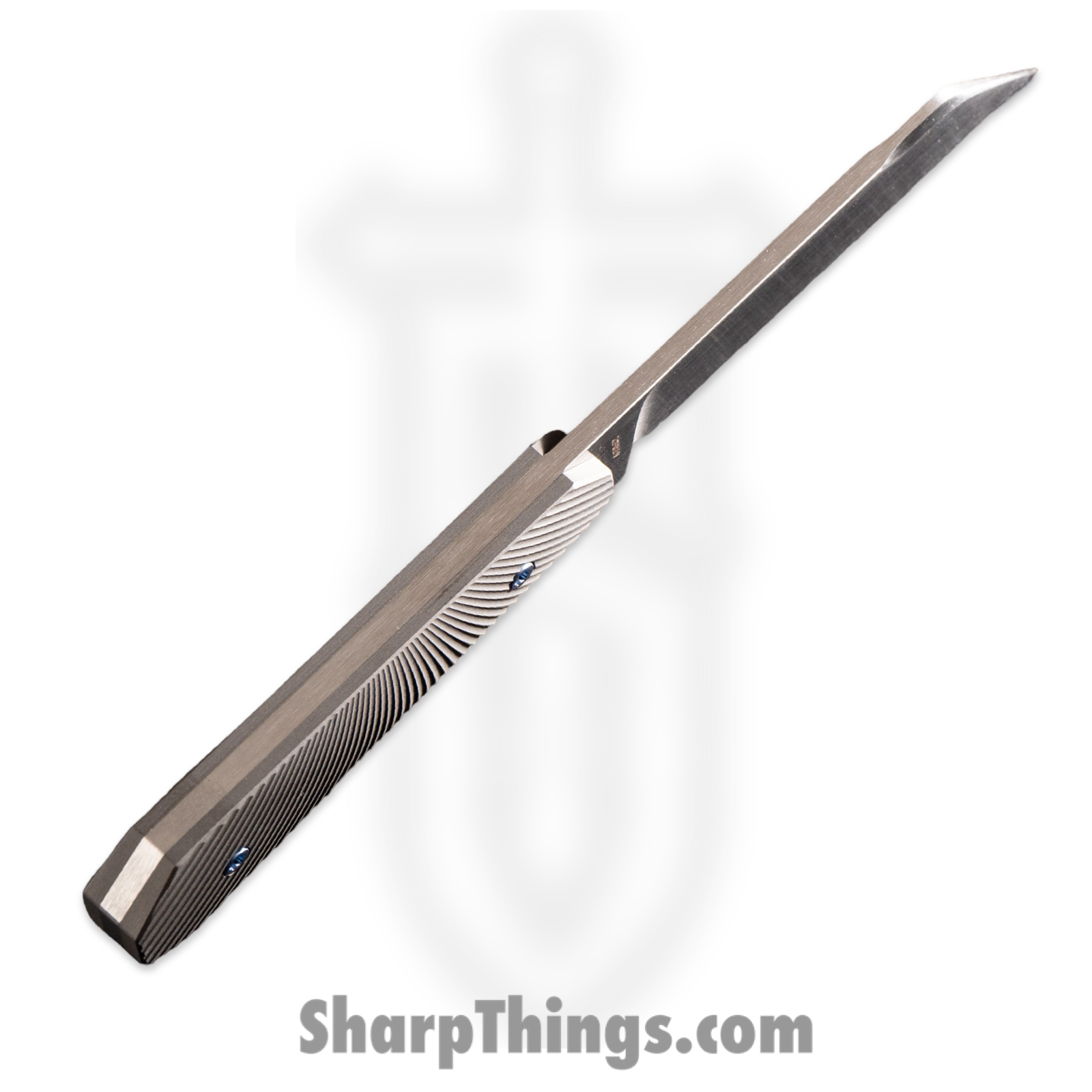 Jack Wolf Knives - FIXEDCSB - Midnight FIXedc - Fixed Blade Knife - S90V Hand Satin Hollow Grind Sheepsfoot - Milled Ti Starburst - Gray - Image 4