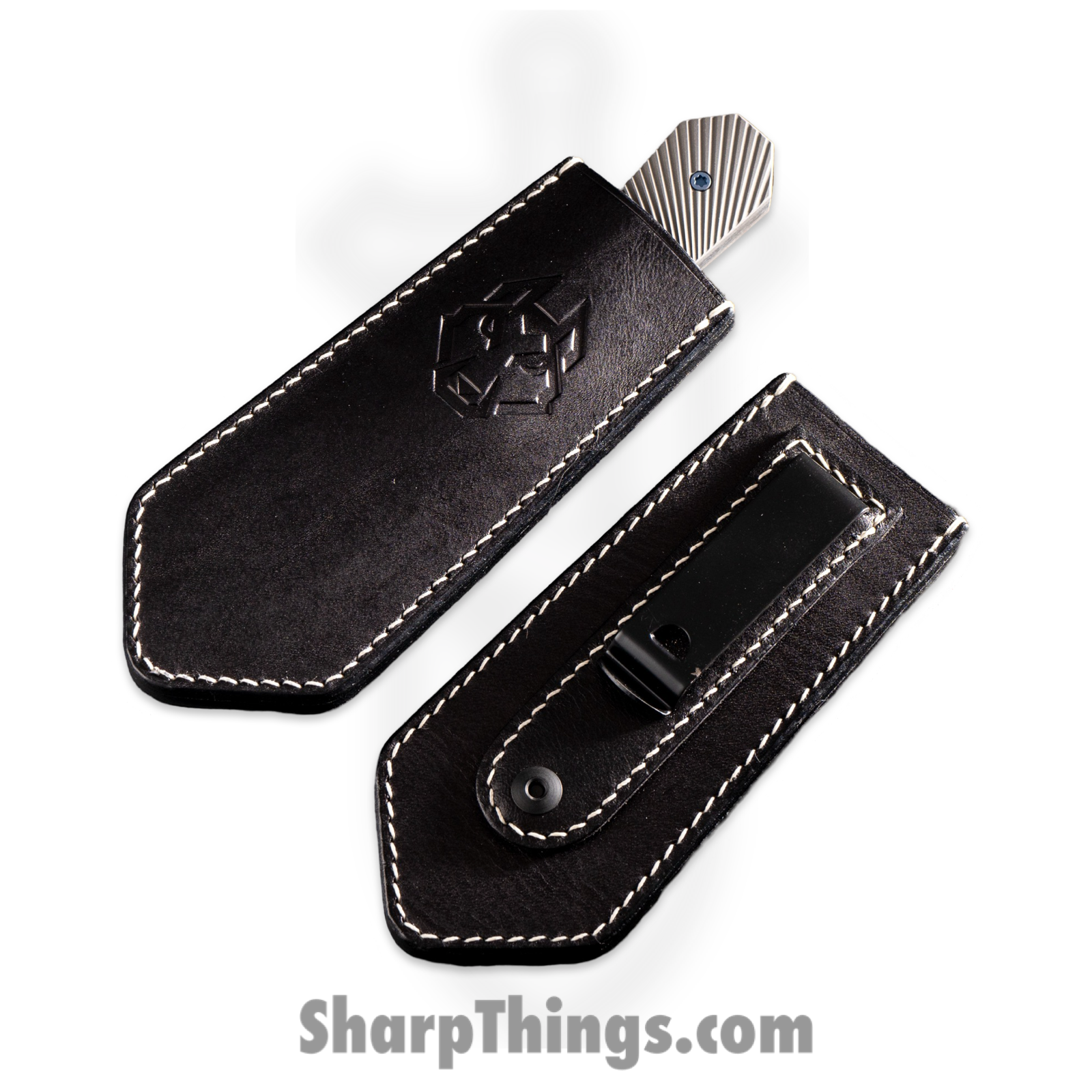 Jack Wolf Knives - FIXEDCSB - Midnight FIXedc - Fixed Blade Knife - S90V Hand Satin Hollow Grind Sheepsfoot - Milled Ti Starburst - Gray - Image 5