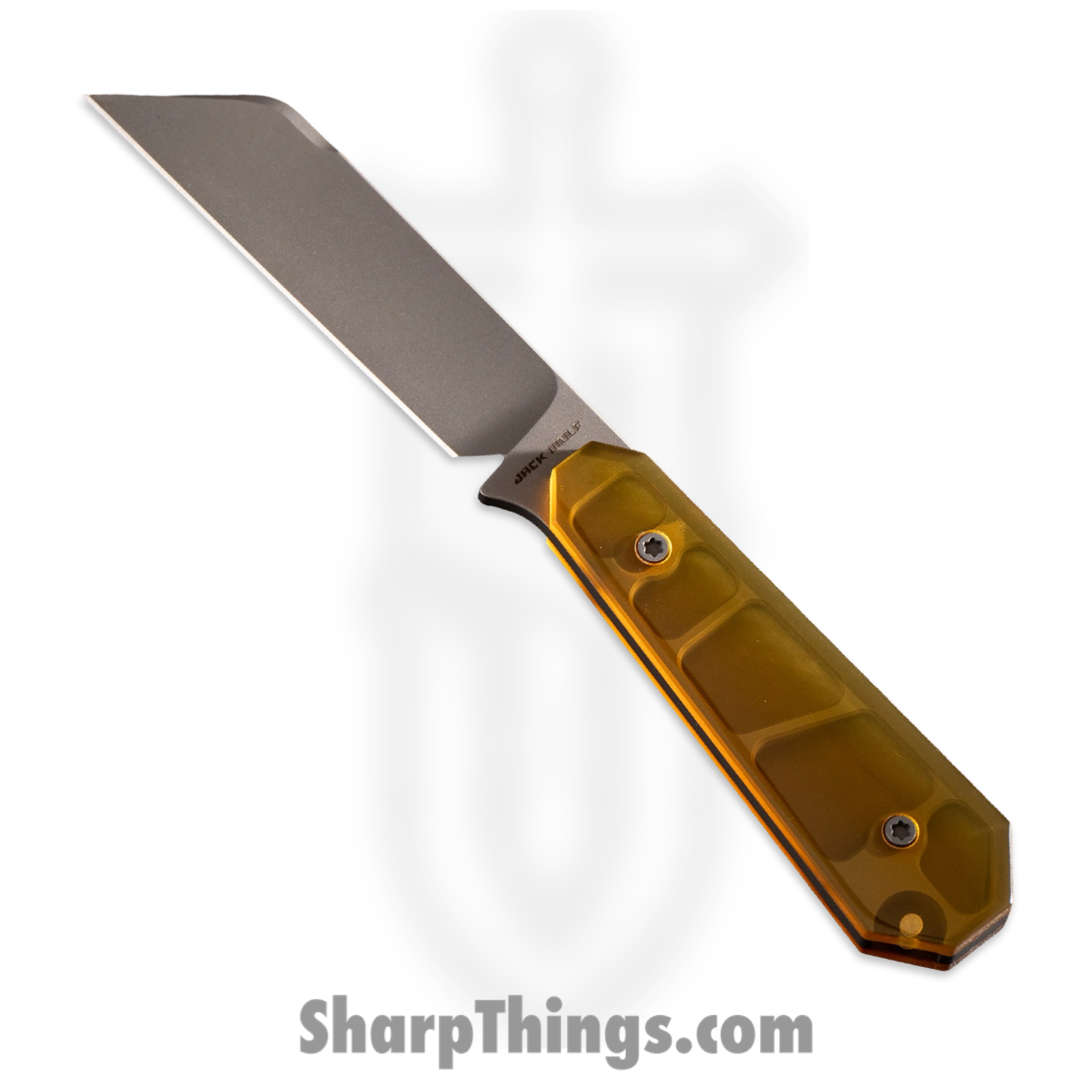 Jack Wolf Knives - FIXEDCUL - Midnight FIXedc - Fixed Blade Knife - S90V Blasted/Tumbled Hollow Grind Sheepsfoot - Polished Ultem - Yellow