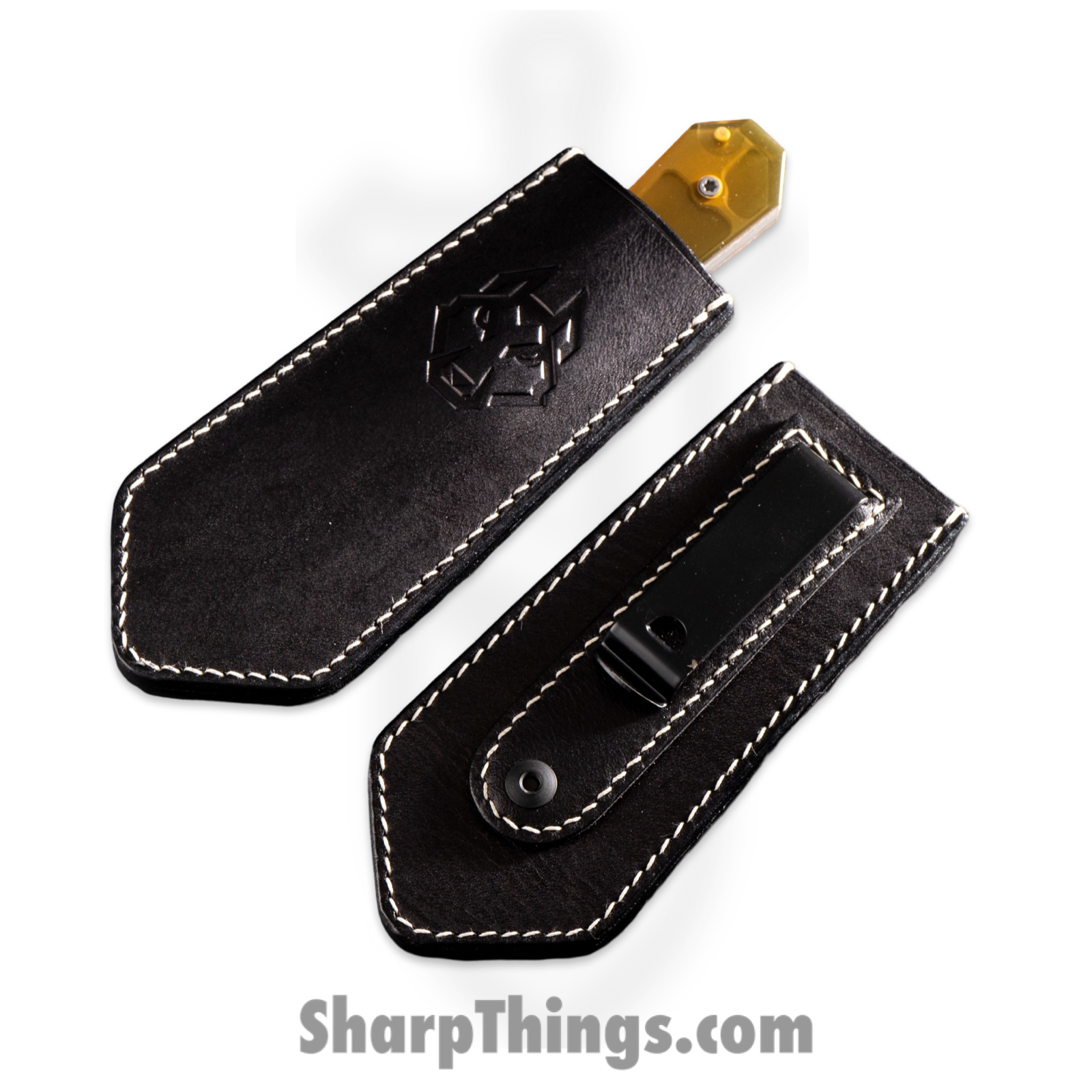 Jack Wolf Knives - FIXEDCUL - Midnight FIXedc - Fixed Blade Knife - S90V Blasted/Tumbled Hollow Grind Sheepsfoot - Polished Ultem - Yellow - Image 4