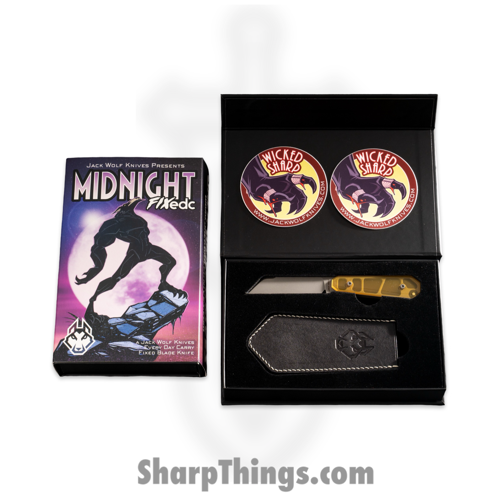Jack Wolf Knives - FIXEDCUL - Midnight FIXedc - Fixed Blade Knife - S90V Blasted/Tumbled Hollow Grind Sheepsfoot - Polished Ultem - Yellow - Image 3