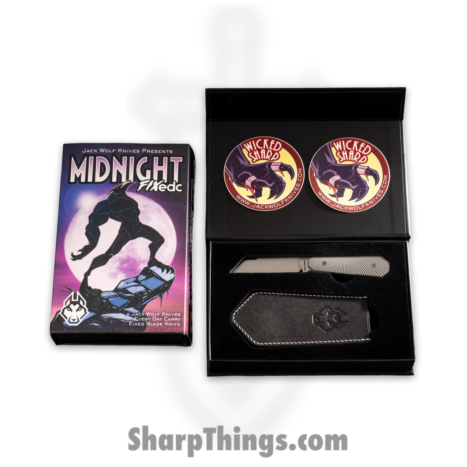 Jack Wolf Knives - FIXEDCPH - Midnight FIXedc - Fixed Blade Knife - S90V Satin Hollow Grind Sheepsfoot - Purple Haze Fat CF - Purple - Image 6