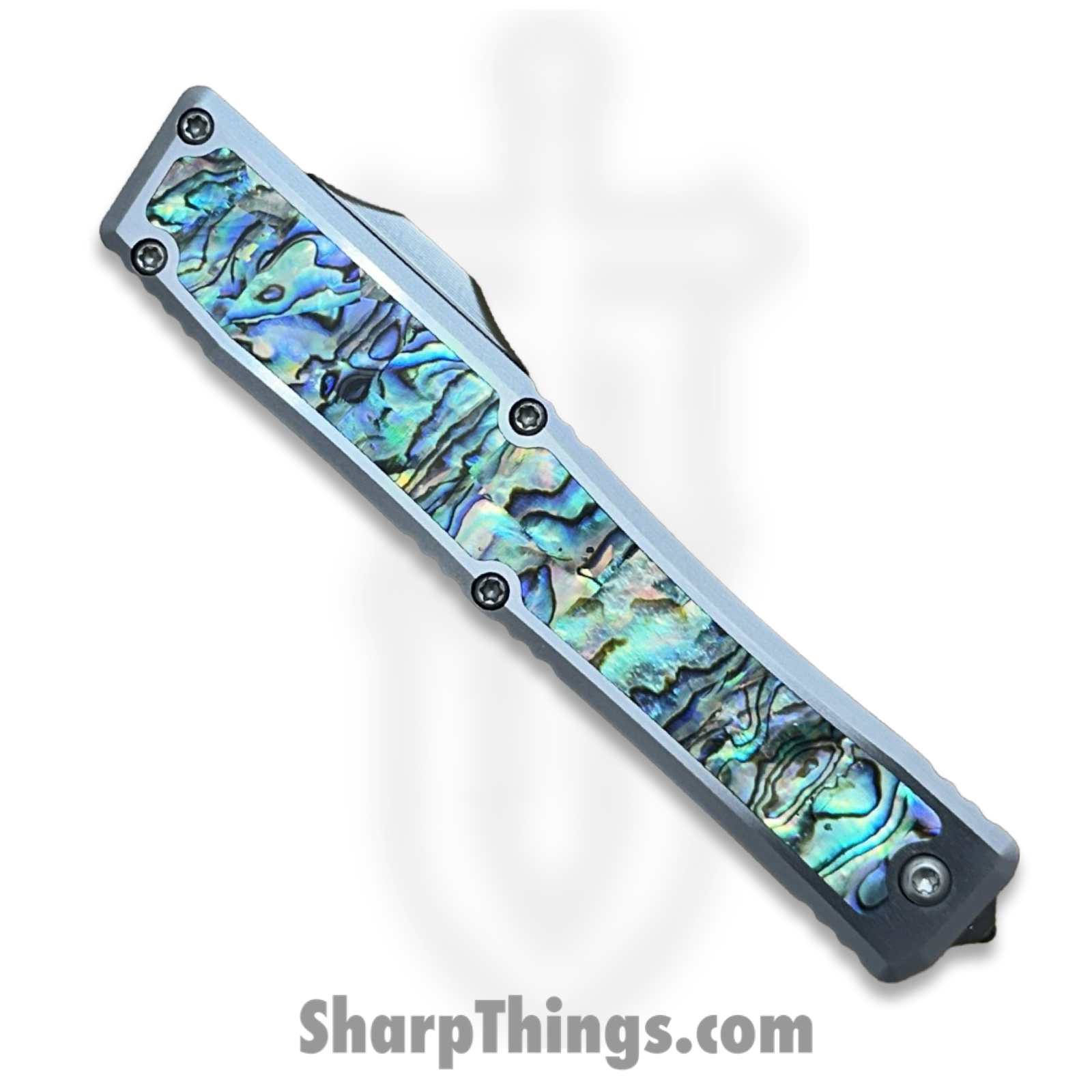 Heretic Knives - NYXCSTM524 - NYX Custom - OTF Auto - Mirror Polish M390 Clip Point - SS Frame w Abalone Inlays - Polished - Image 13