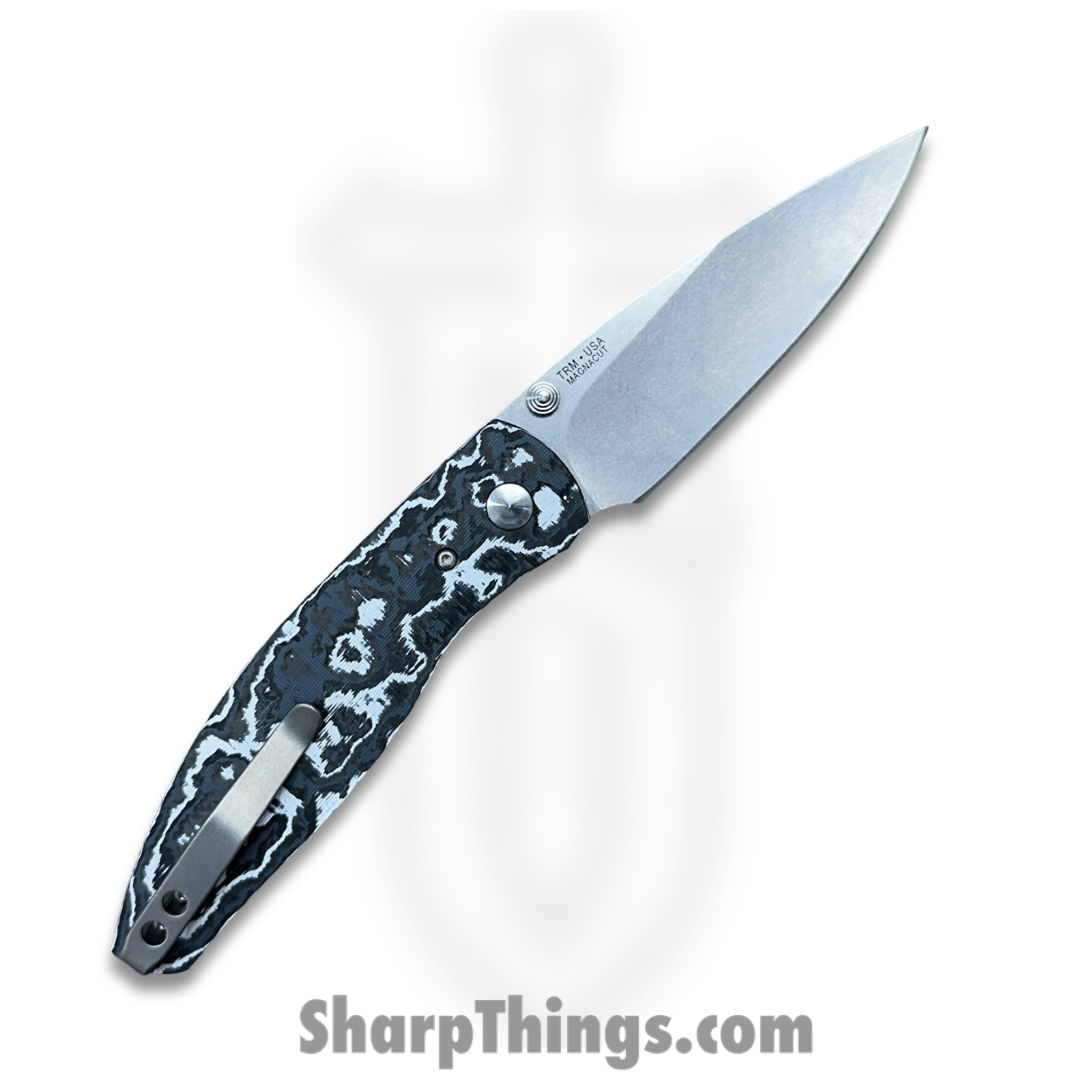 TRM - ATMSWWS-08 - Atom - Folding Knife - Fat Carbon Fiber - Stonewash MagnaCut D/P - White Storm - Image 2