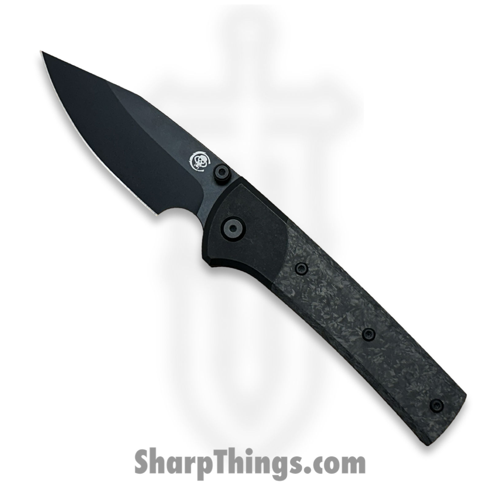 Chaves Knives - SGDPDLTICF - Exclusive Scapegoat Street YKWII - Folding Knife - DLC M390 Drop Point - DLC Titanium Carbon Fiber - Black