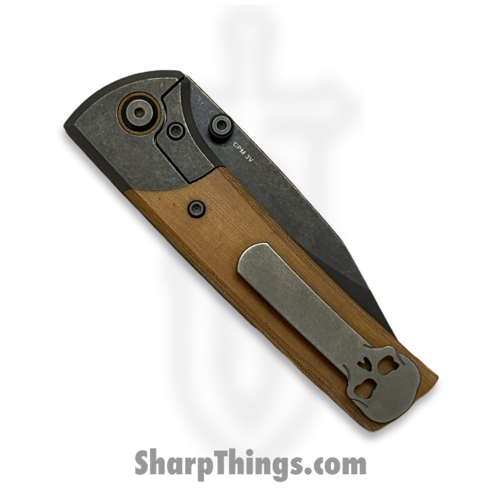 Chaves Knives - SGDPDLTIMI - Exclusive Scapegoat Street Dirty Steve - Folding Knife - DLC 3V Drop Point - DLC Titanium Micarta - Brown - Image 4