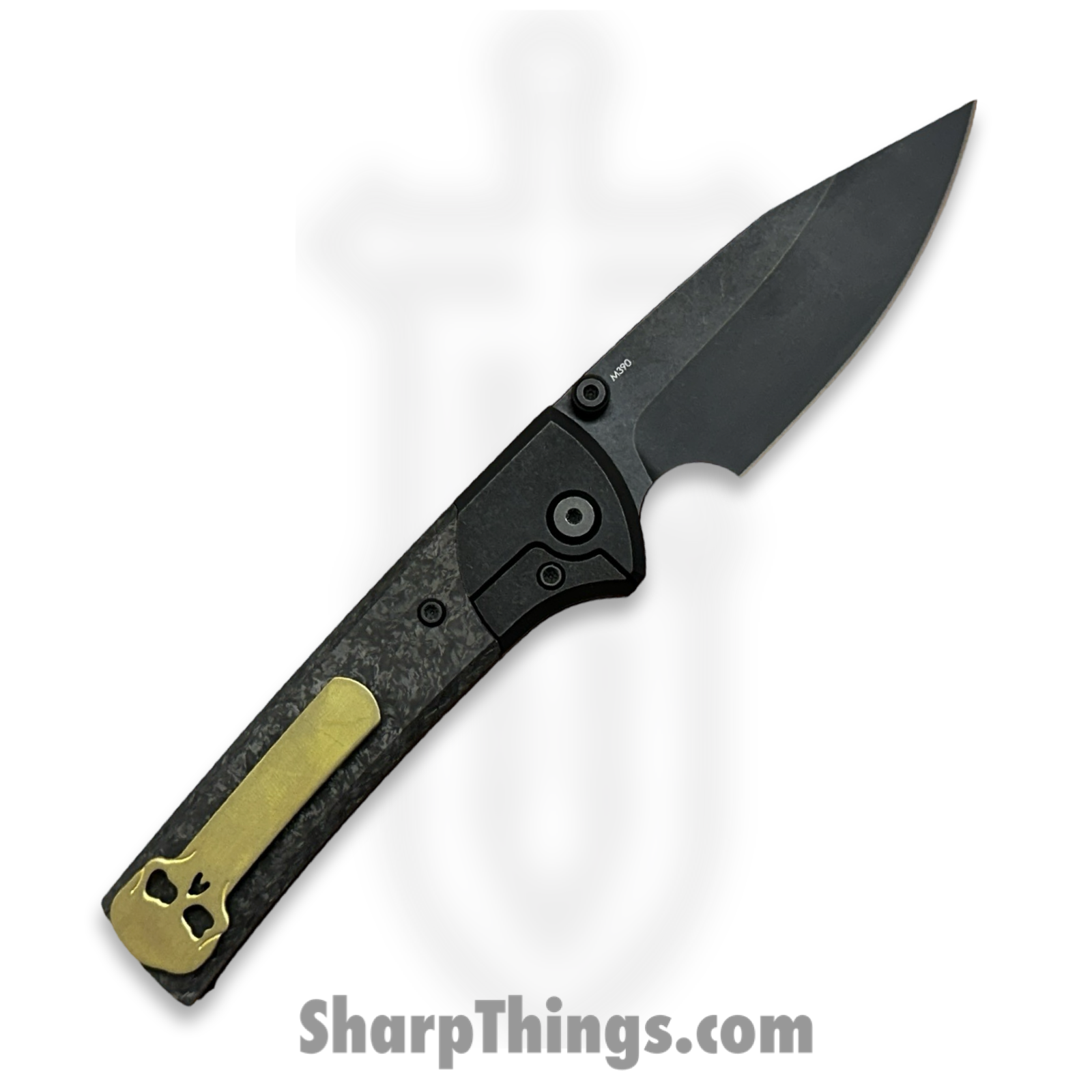 Chaves Knives - SGDPDLTICF - Exclusive Scapegoat Street YKWII - Folding Knife - DLC M390 Drop Point - DLC Titanium Carbon Fiber - Black - Image 2