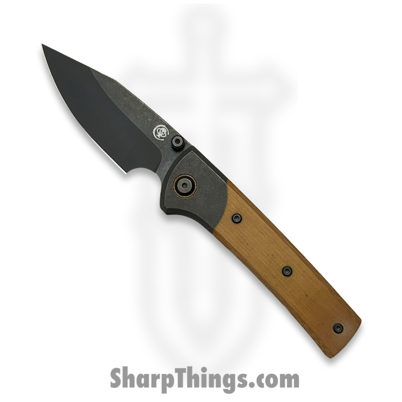 Chaves Knives - SGDPDLTIMI - Exclusive Scapegoat Street Dirty Steve - Folding Knife - DLC 3V Drop Point - DLC Titanium Micarta - Brown
