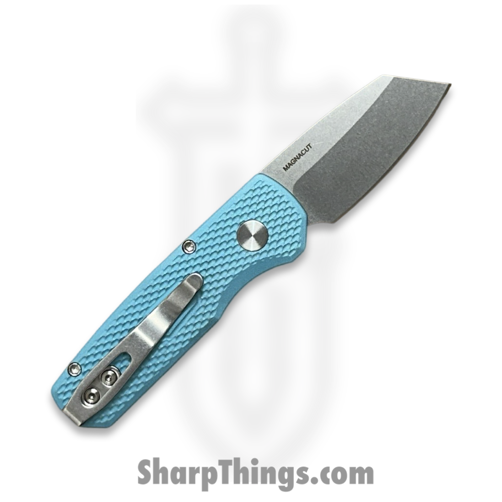 ProTech - R5405T-BLUE - Runt 5 - Automatic Knife - Stonewash Reverse Tanto Magnacut - 6061-T6 Aluminum - Blue - Image 2