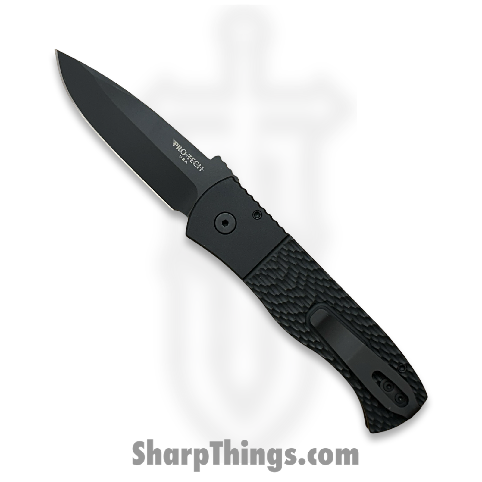 ProTech - 2024ATC7LH - Left Hand Emerson CQC7 - Automatic Knife - CPM-20CV DLC Spear Point - Jig Textured Aluminum - Black - Image 2