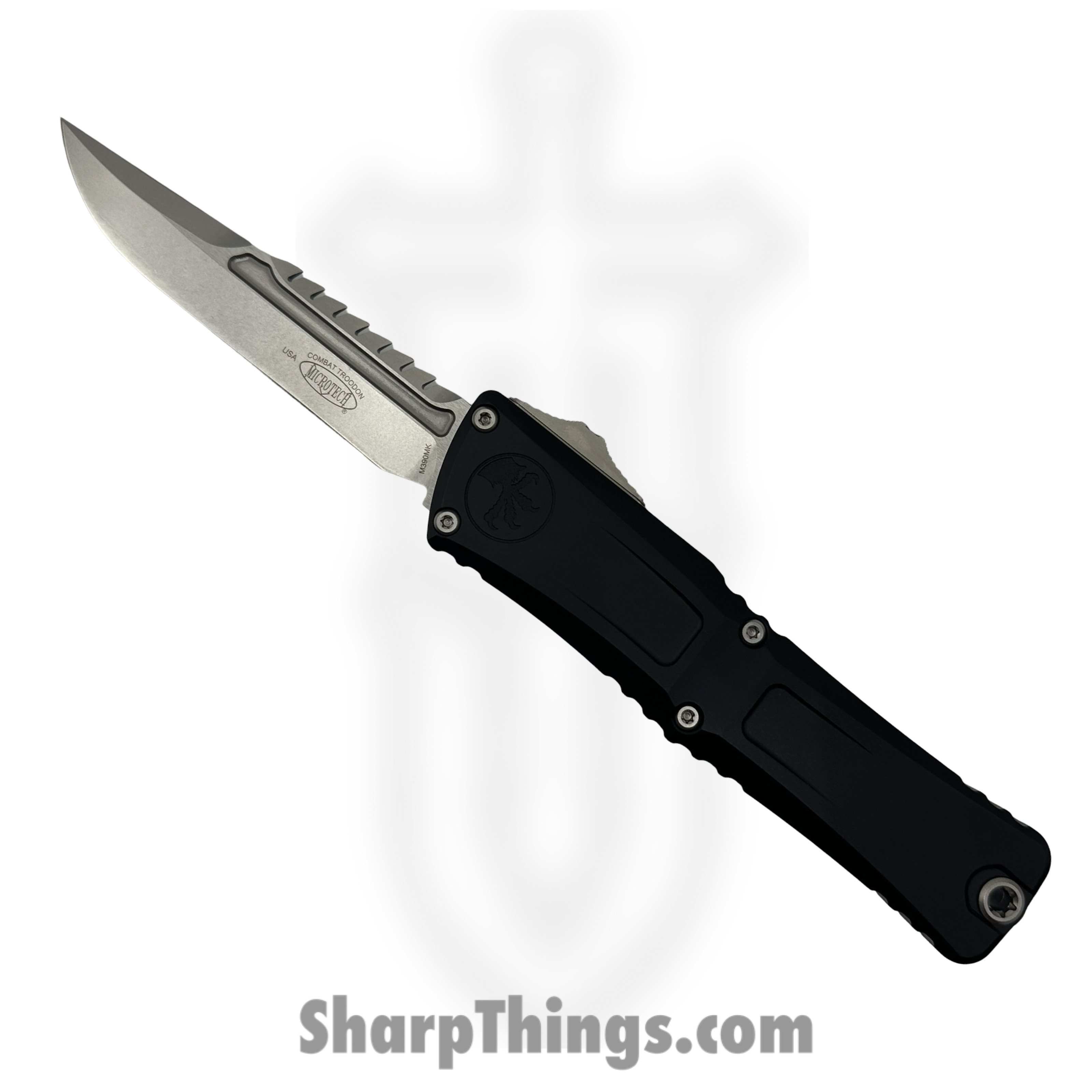 Microtech - 1217-10S - Combat Troodon Interceptor Gen III Sig Series - OTF Auto - M390MK Stonewash Standard - 6061-T6 - Black