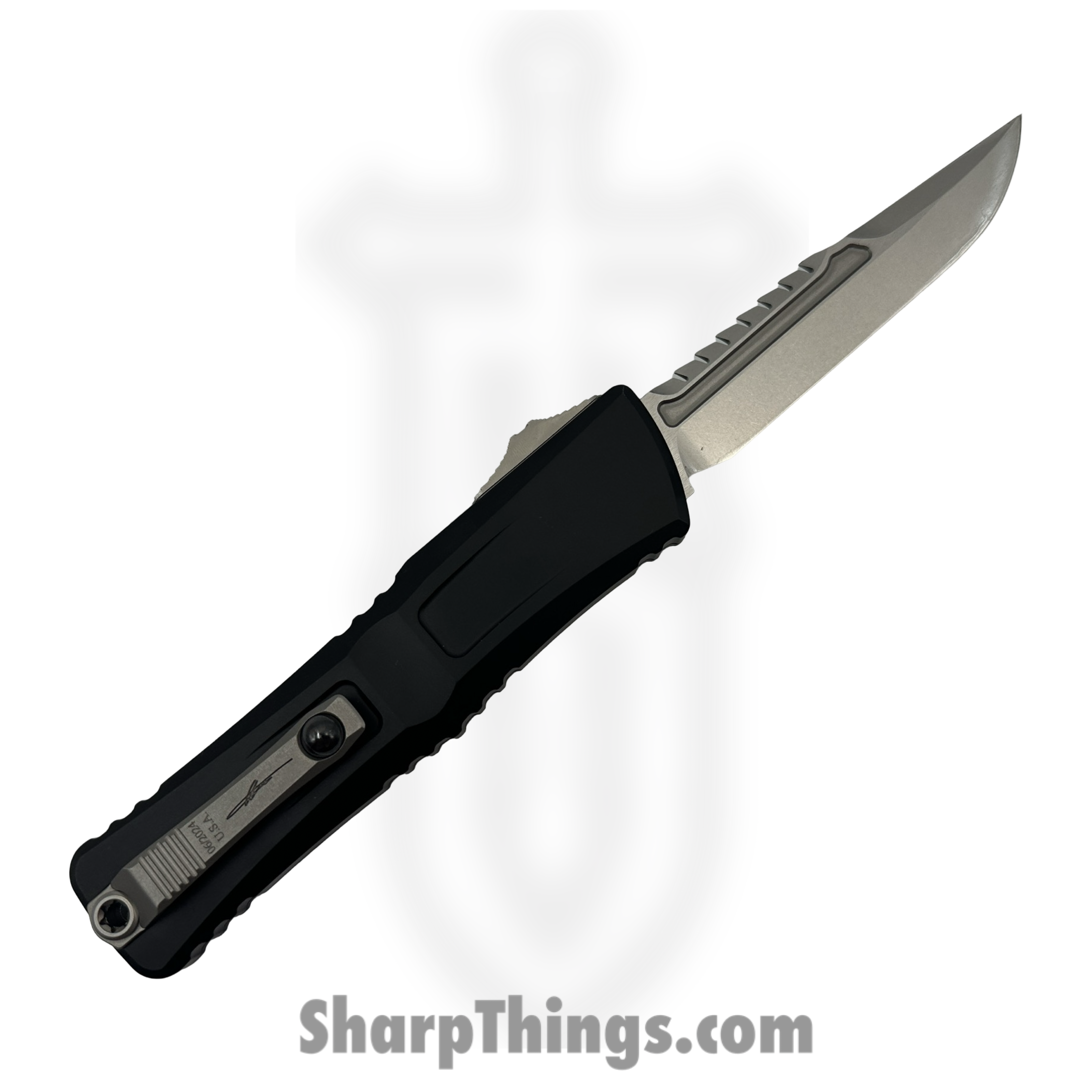 Microtech - 1217-10S - Combat Troodon Interceptor Gen III Sig Series - OTF Auto - M390MK Stonewash Standard - 6061-T6 - Black - Image 2