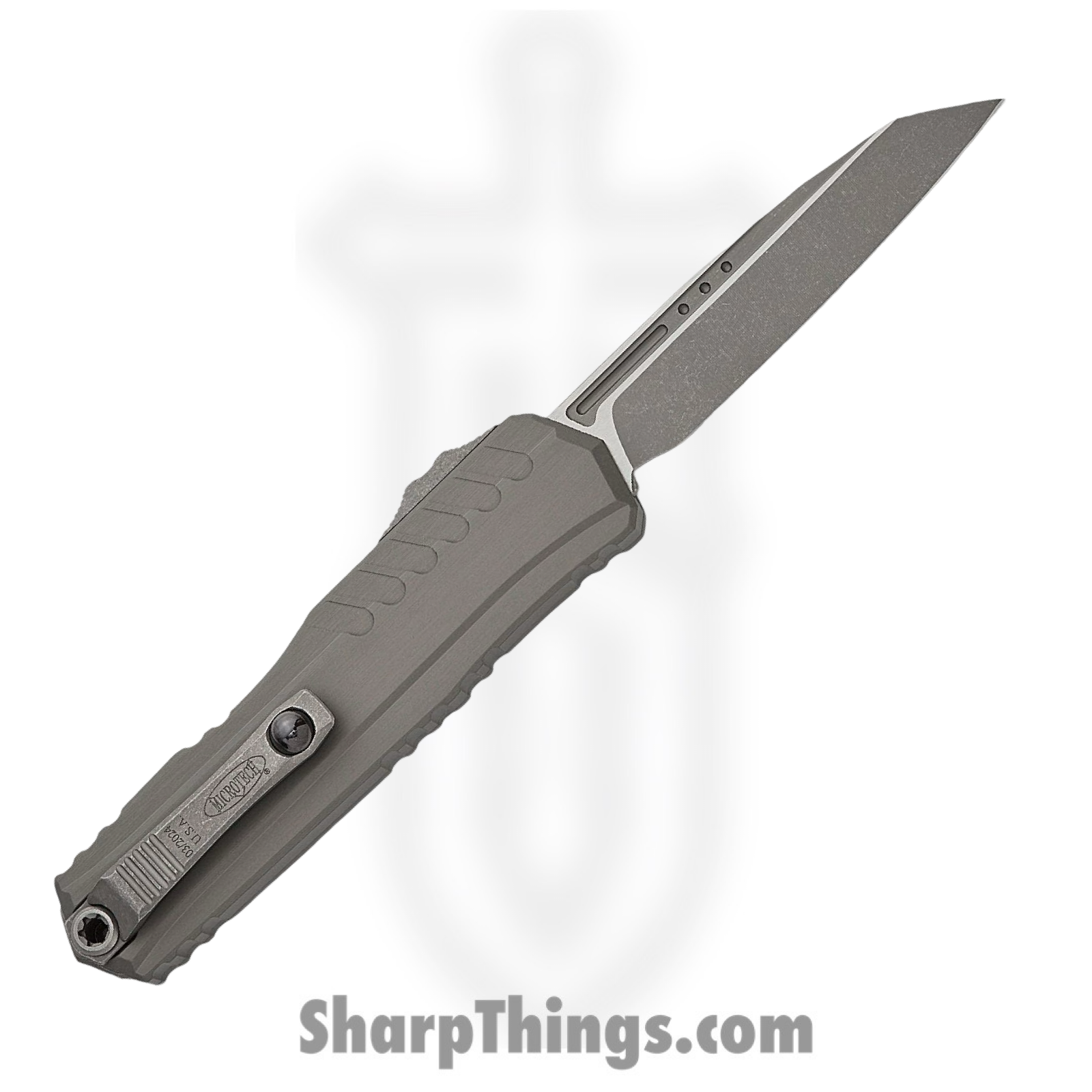 Microtech - 1241-10APNC - Cypher II - OTF Auto - M390MK Apocalyptic Reverse Tanto - 6061-T6 Aluminum - Natural - Image 2
