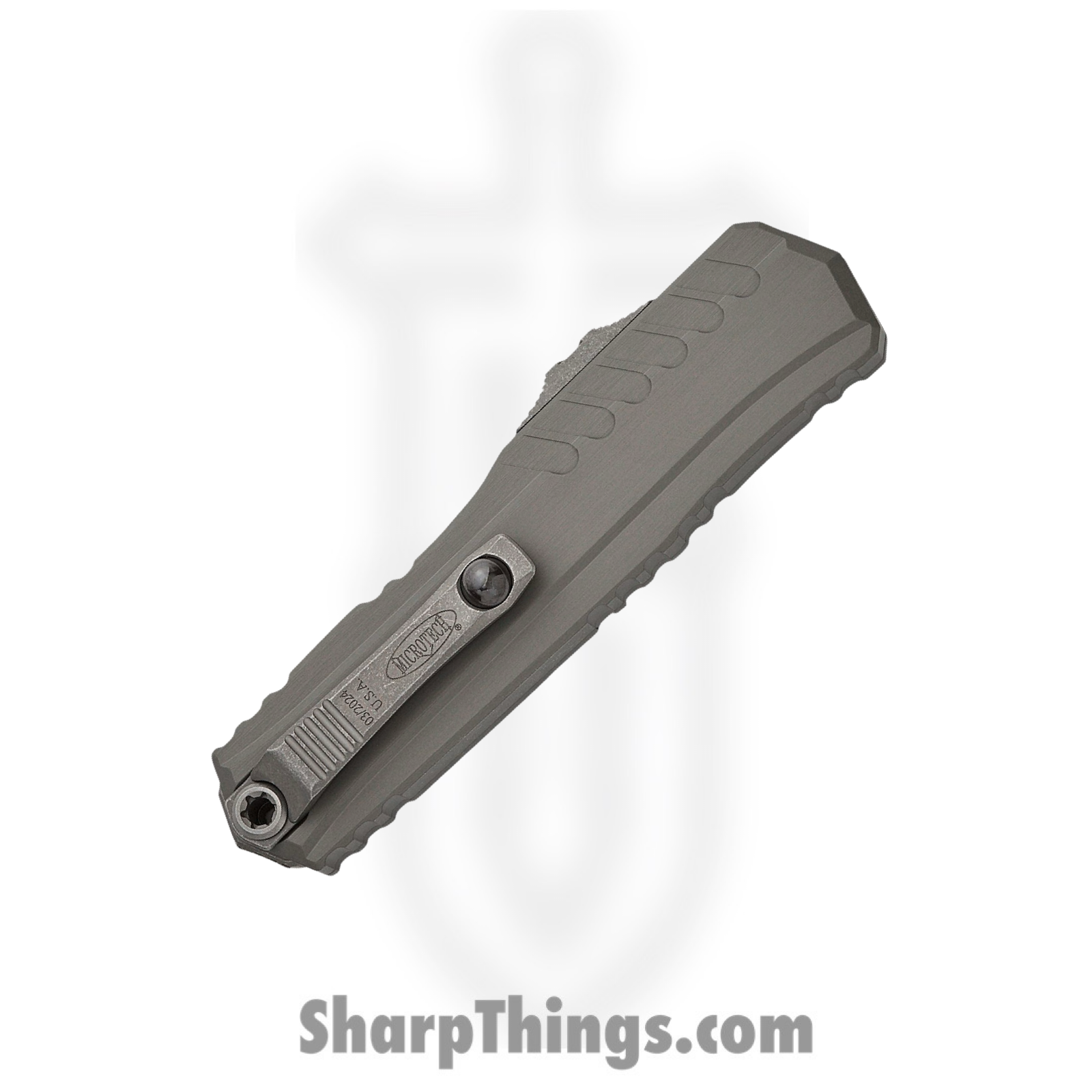 Microtech - 1241-10APNC - Cypher II - OTF Auto - M390MK Apocalyptic Reverse Tanto - 6061-T6 Aluminum - Natural - Image 4
