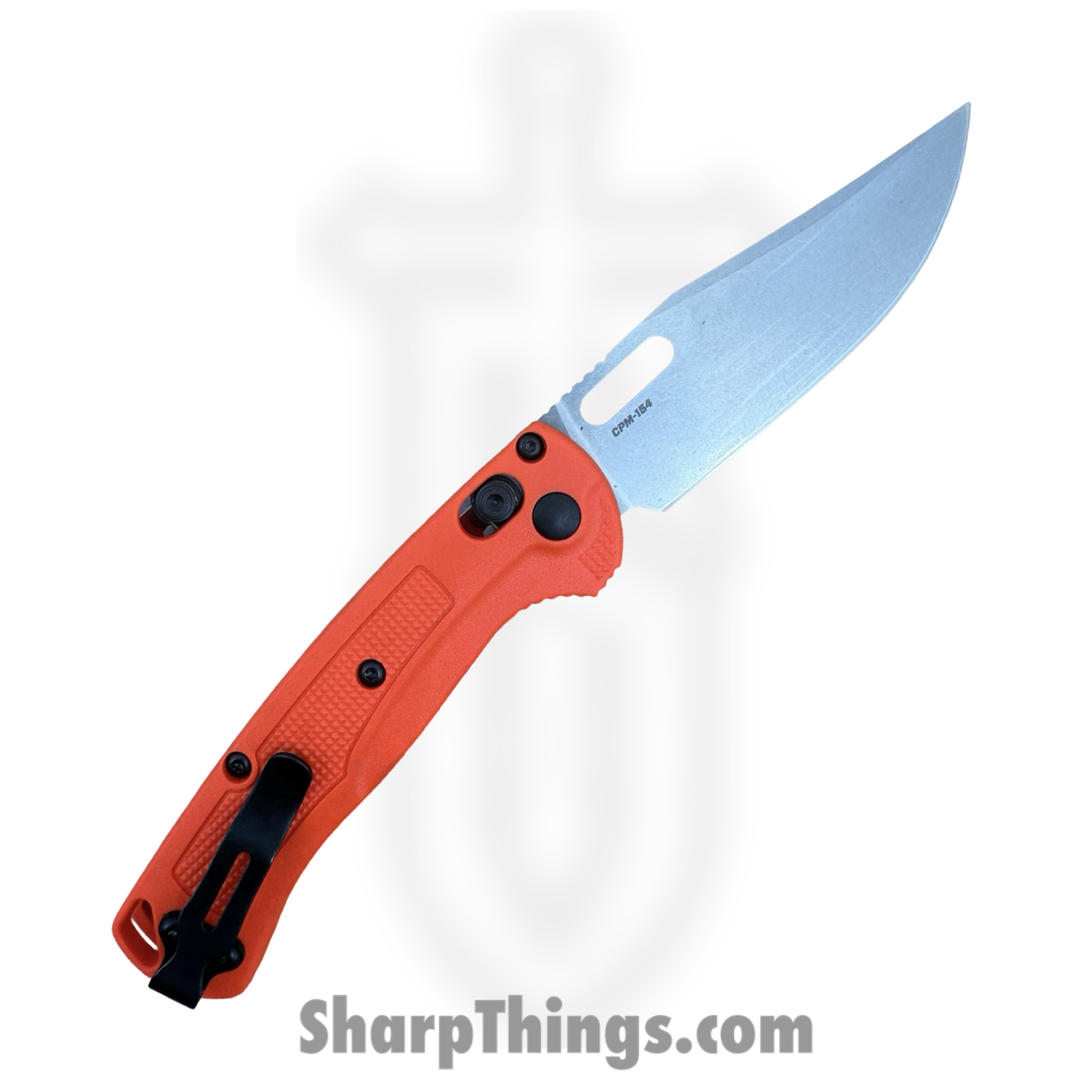 Benchmade - 15533 - Mini Taggedout - Folding Knife - CPM 154 Stonewash Clip Point - Grivory - Orange - Image 4