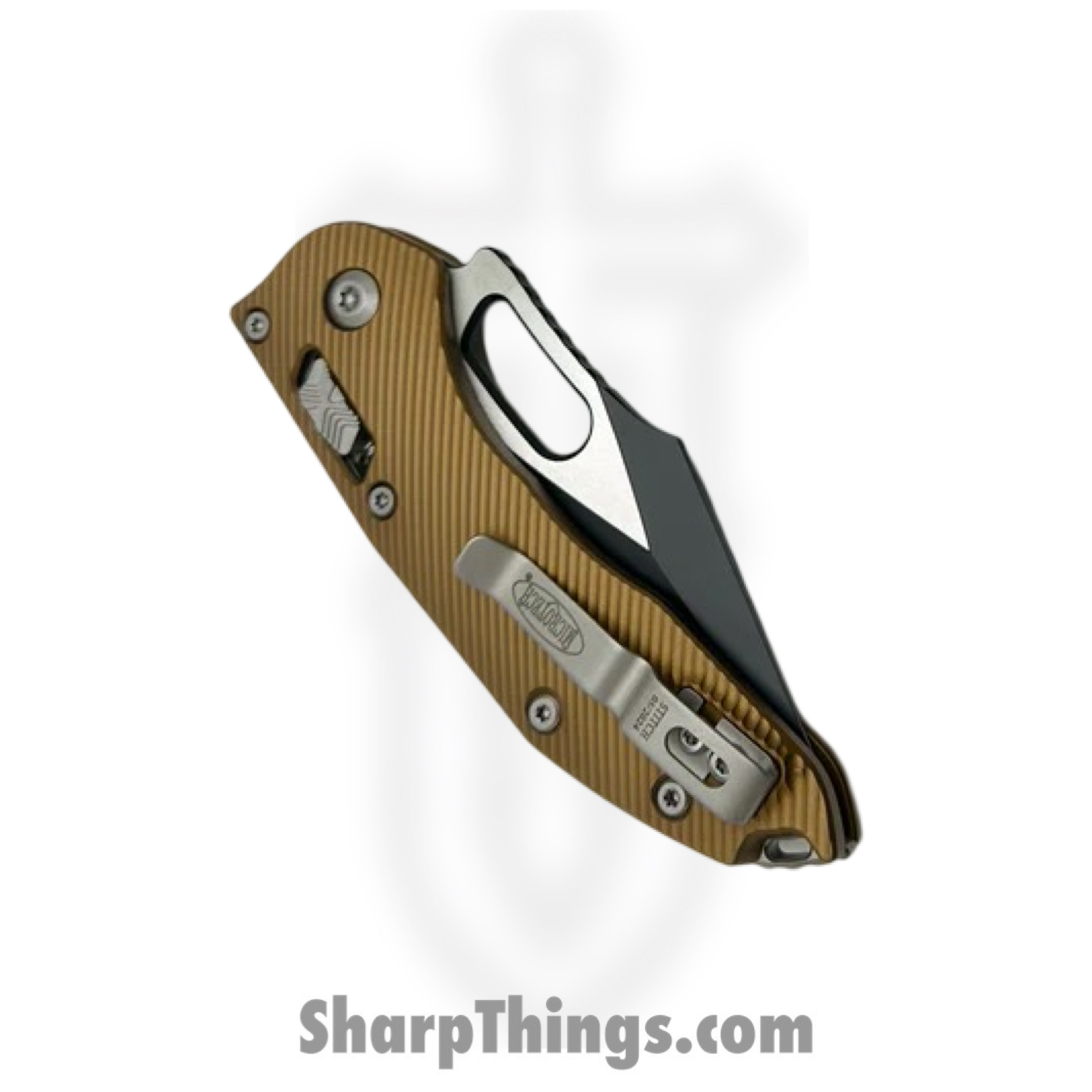 Microtech - 169RL-2FLTA - Stitch RAM-LOK - Folding Knife - M390MK Two Tone Spear Point P/S - 6061-T6 Aluminum - Tan - Image 4