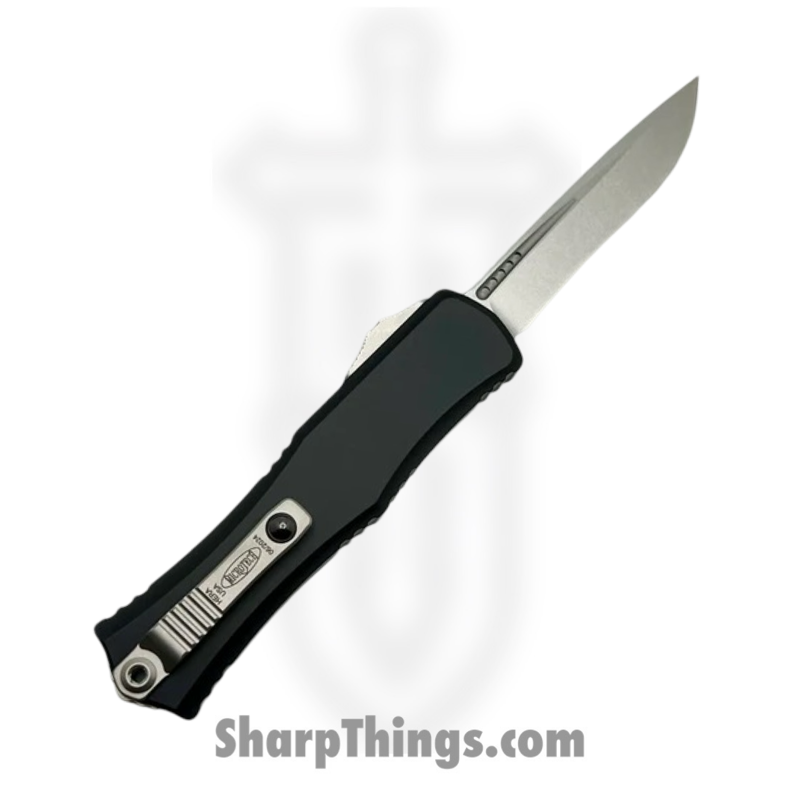 Microtech - 1705M-10 - Mini Hera II - OTF Auto - M390MK Stonewash Recurve - 6061-T6 Aluminum - Black - Image 2