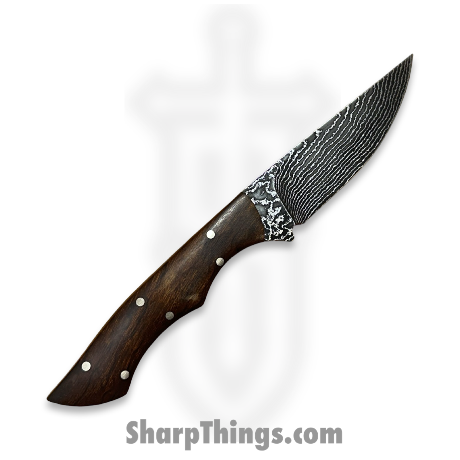 Cave Blades - CB-Trail-DP-IW - Trail Blazer - Fixed Blade Knife - Damascus Drop Point - Ironwood - Brown - Image 2