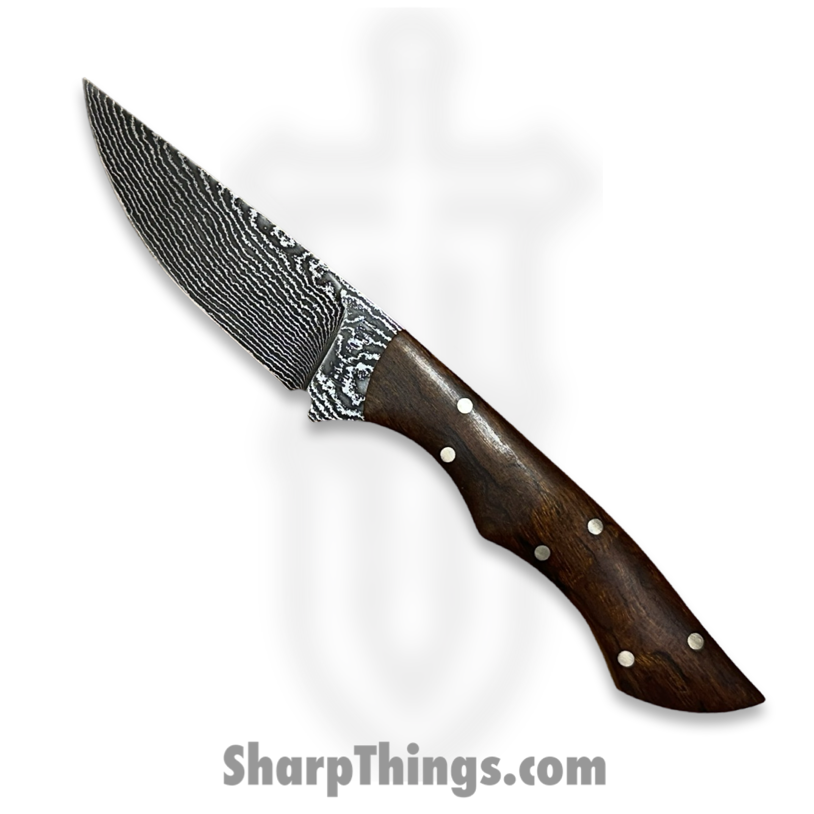 Cave Blades - CB-Trail-DP-IW - Trail Blazer - Fixed Blade Knife - Damascus Drop Point - Ironwood - Brown