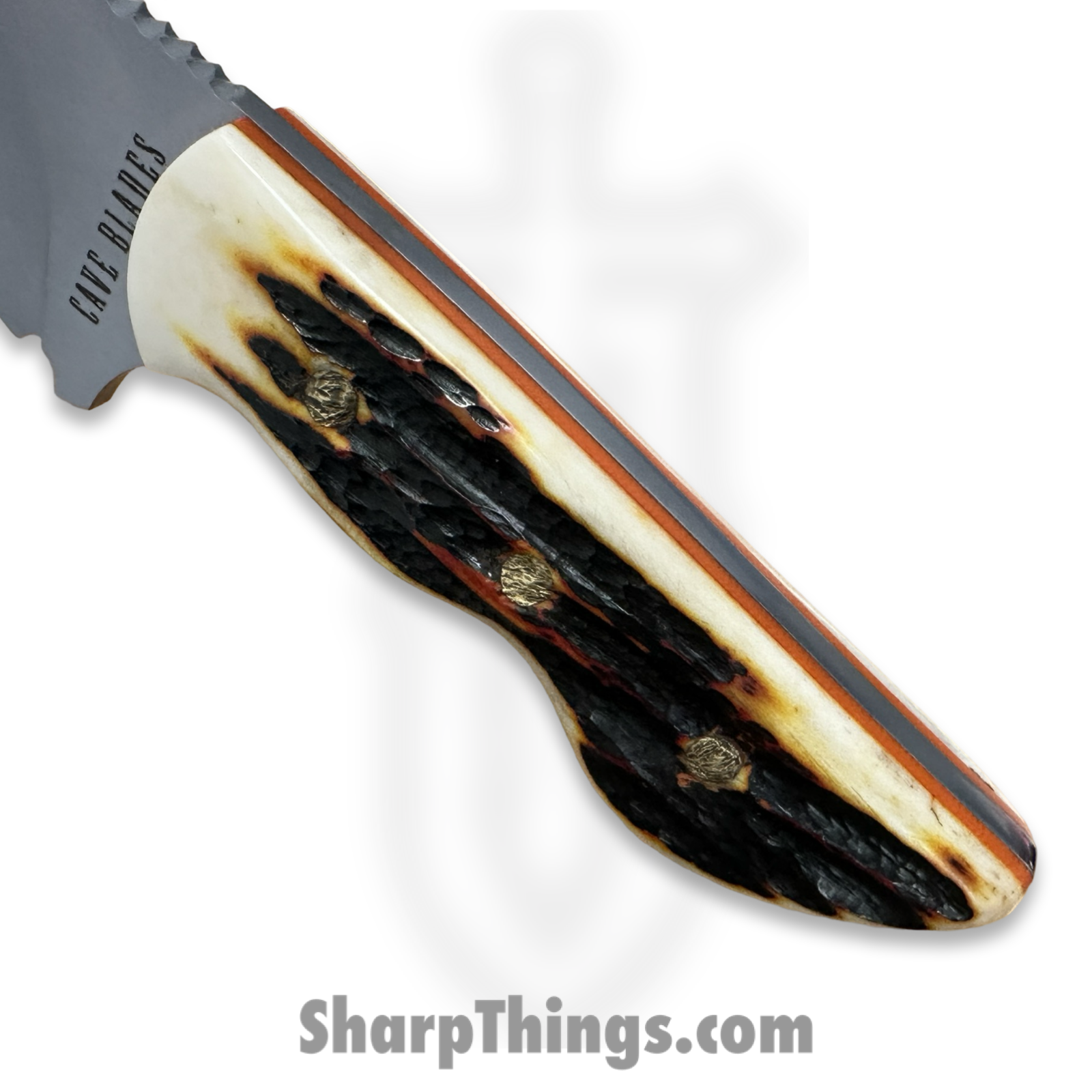 Cave Blades - CB-Sam-RC-SW-BN - Samaritan - Fixed Blade Knife - CPM 154 Blasted Recurve - Bone - White/Black/Orange - Image 6