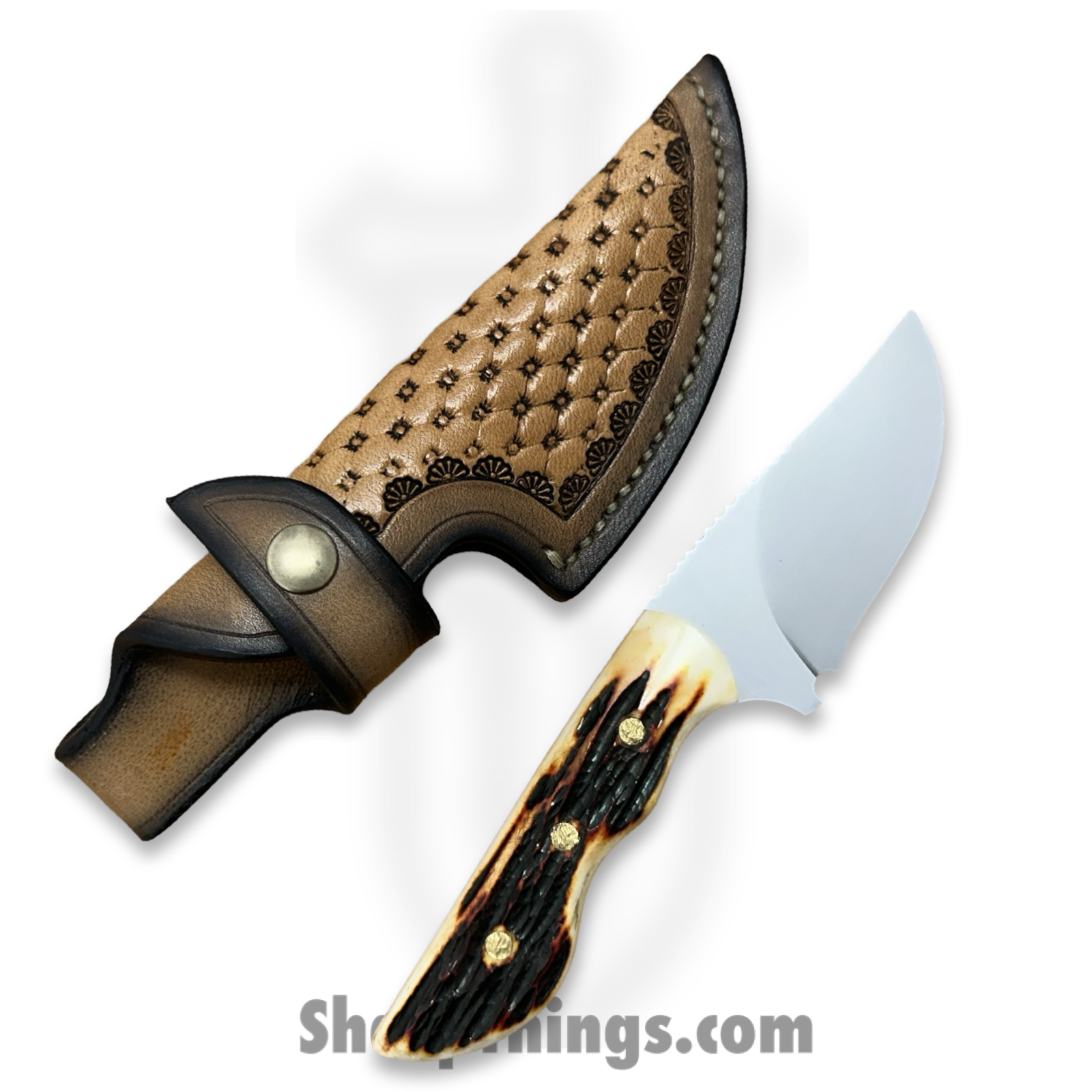 Cave Blades - CB-Sam-RC-SW-BN - Samaritan - Fixed Blade Knife - CPM 154 Blasted Recurve - Bone - White/Black/Orange - Image 4
