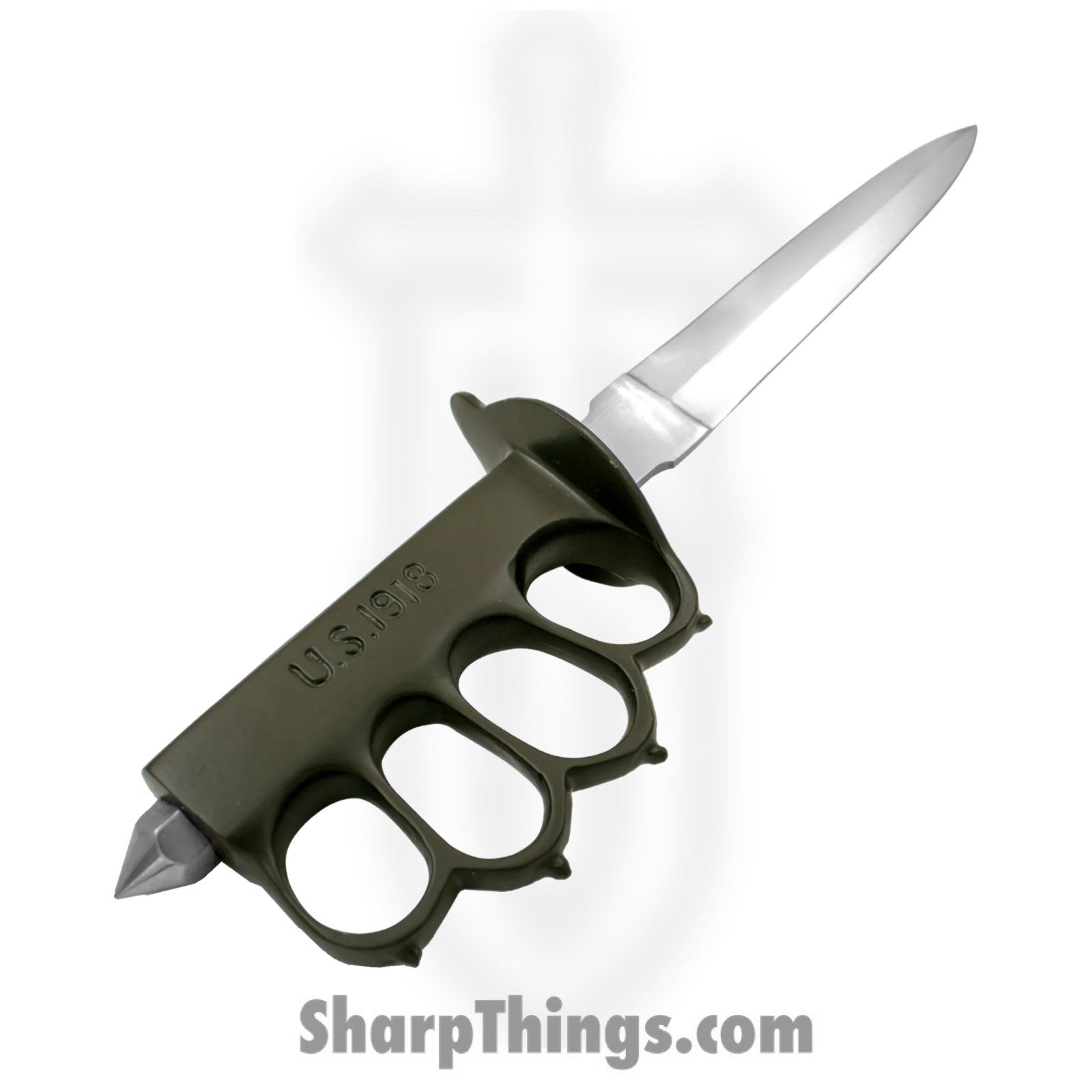 VOC - ICD-022-GRN - 11 Inch Trench Knife - Fixed Blade Knife - HC SS Satin Dagger - Solid Metal - Green - Image 2