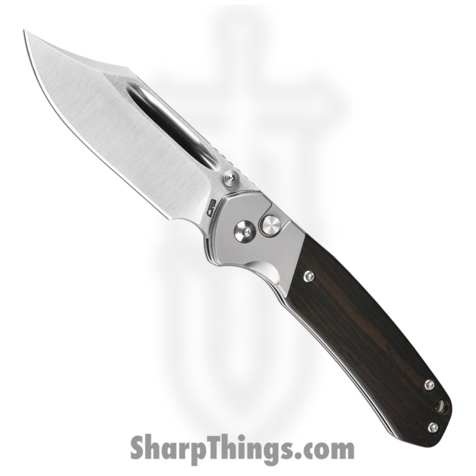 CJRB - J1942EBN - Pyrite - Folding Knife - AR-RPM9 Satin Bowie - Ebony - Brown