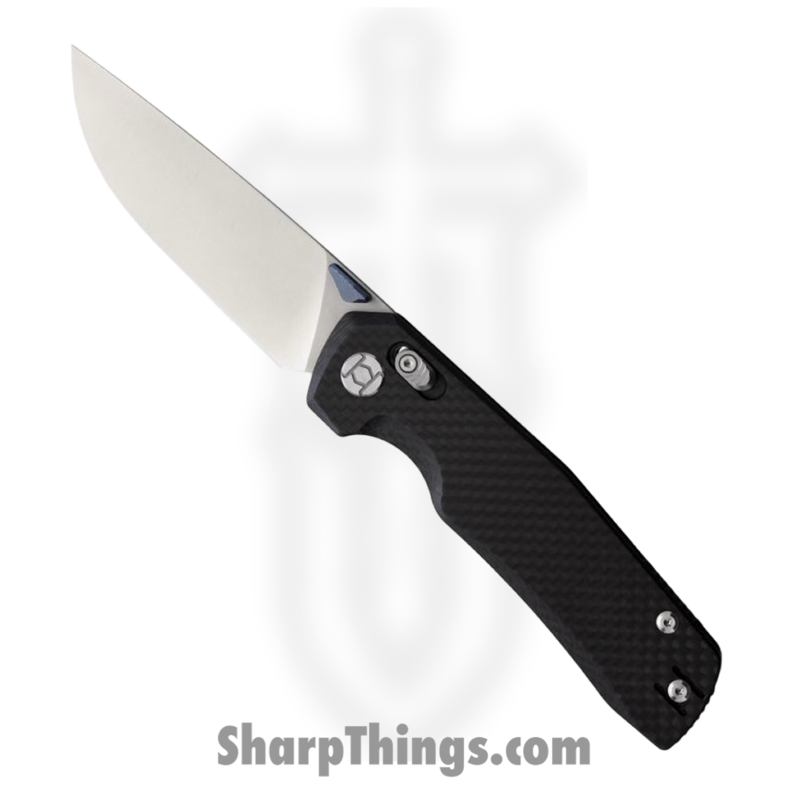 Kunwu - KUNX703F - X-TAO - Folding Knife - ELMAX Satin Drop Point - Carbon Fiber - Black
