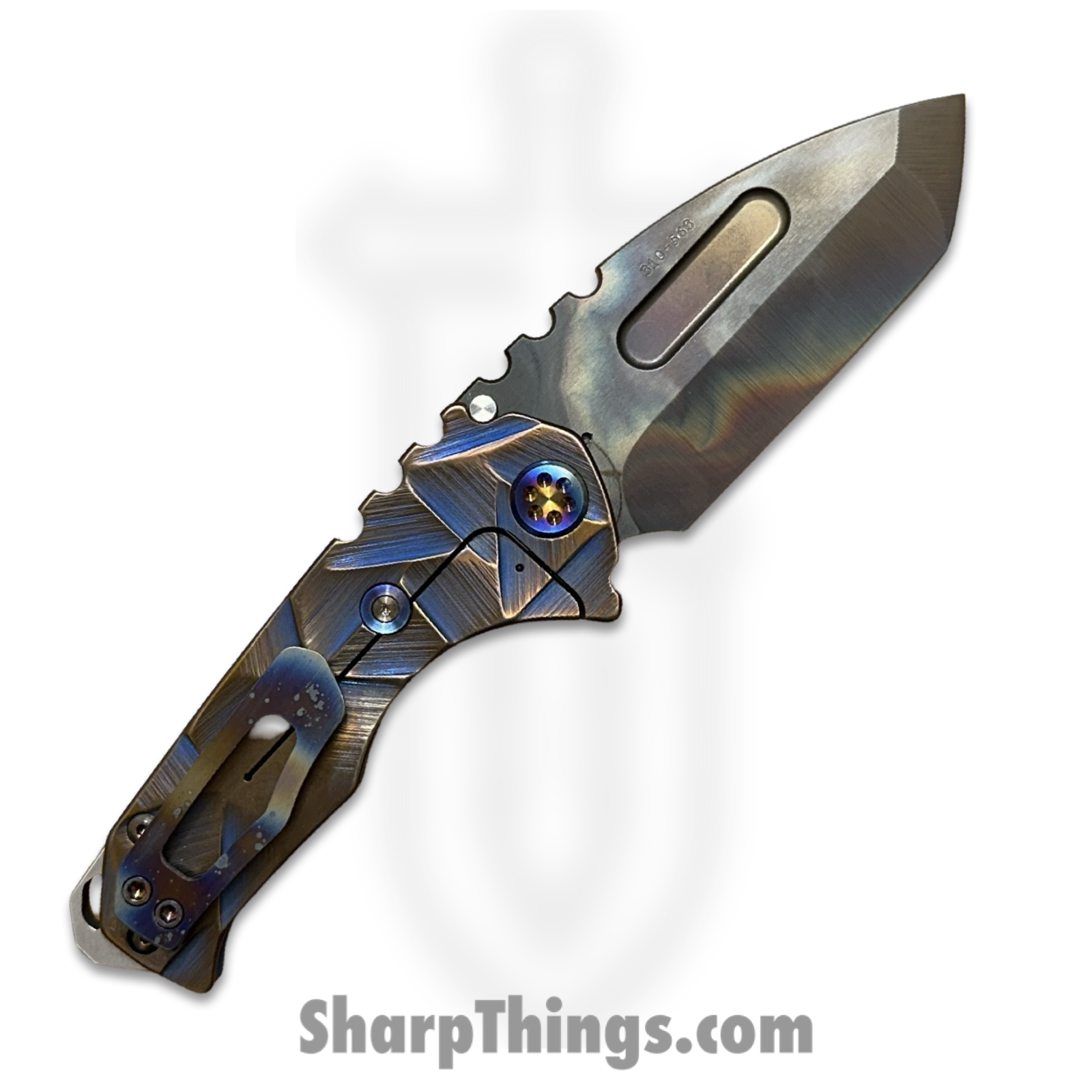 Medford Knife and Tool - MK0294VT-38A3-TFCF-BZ - Genesis T - Folding Knife - S45VN Vulcan Tanto - Titanium - Blue, Rose - Image 2