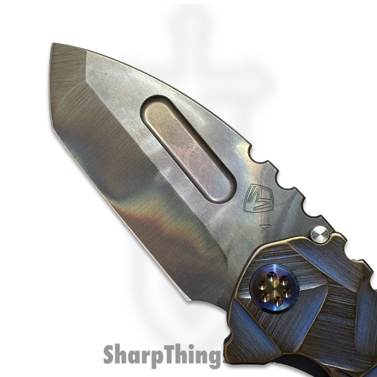 Medford Knife and Tool - MK0294VT-38A3-TFCF-BZ - Genesis T - Folding Knife - S45VN Vulcan Tanto - Titanium - Blue, Rose - Image 7