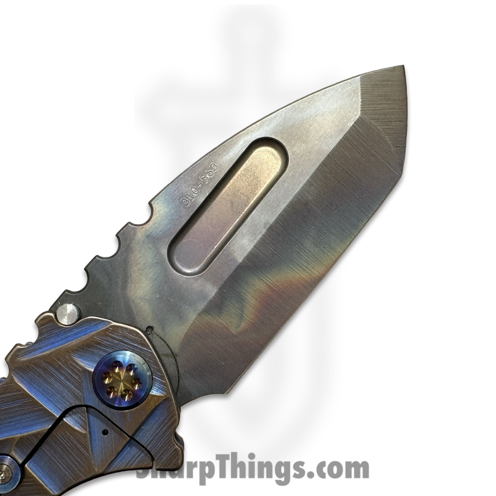 Medford Knife and Tool - MK0294VT-38A3-TFCF-BZ - Genesis T - Folding Knife - S45VN Vulcan Tanto - Titanium - Blue, Rose - Image 6