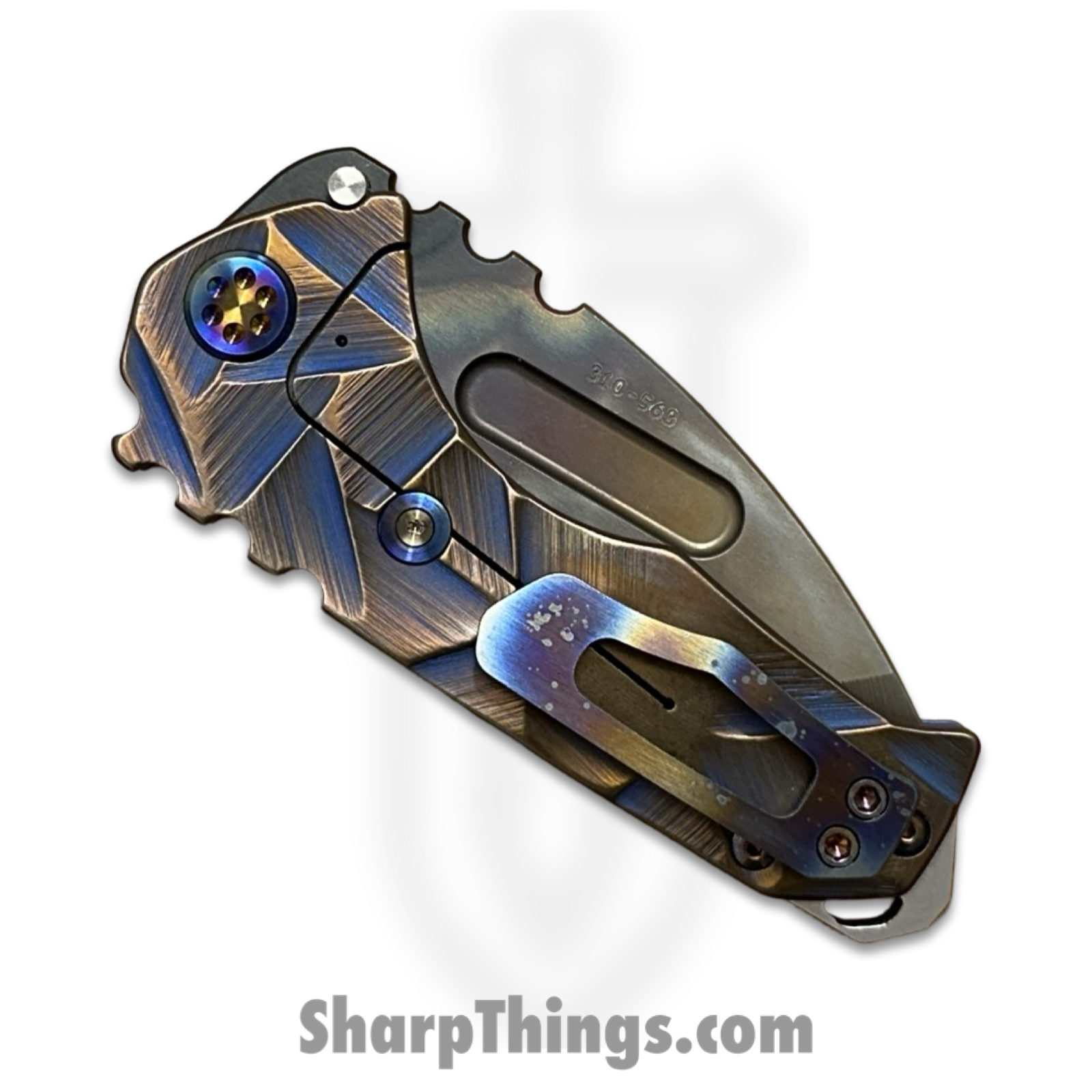 Medford Knife and Tool - MK0294VT-38A3-TFCF-BZ - Genesis T - Folding Knife - S45VN Vulcan Tanto - Titanium - Blue, Rose - Image 4