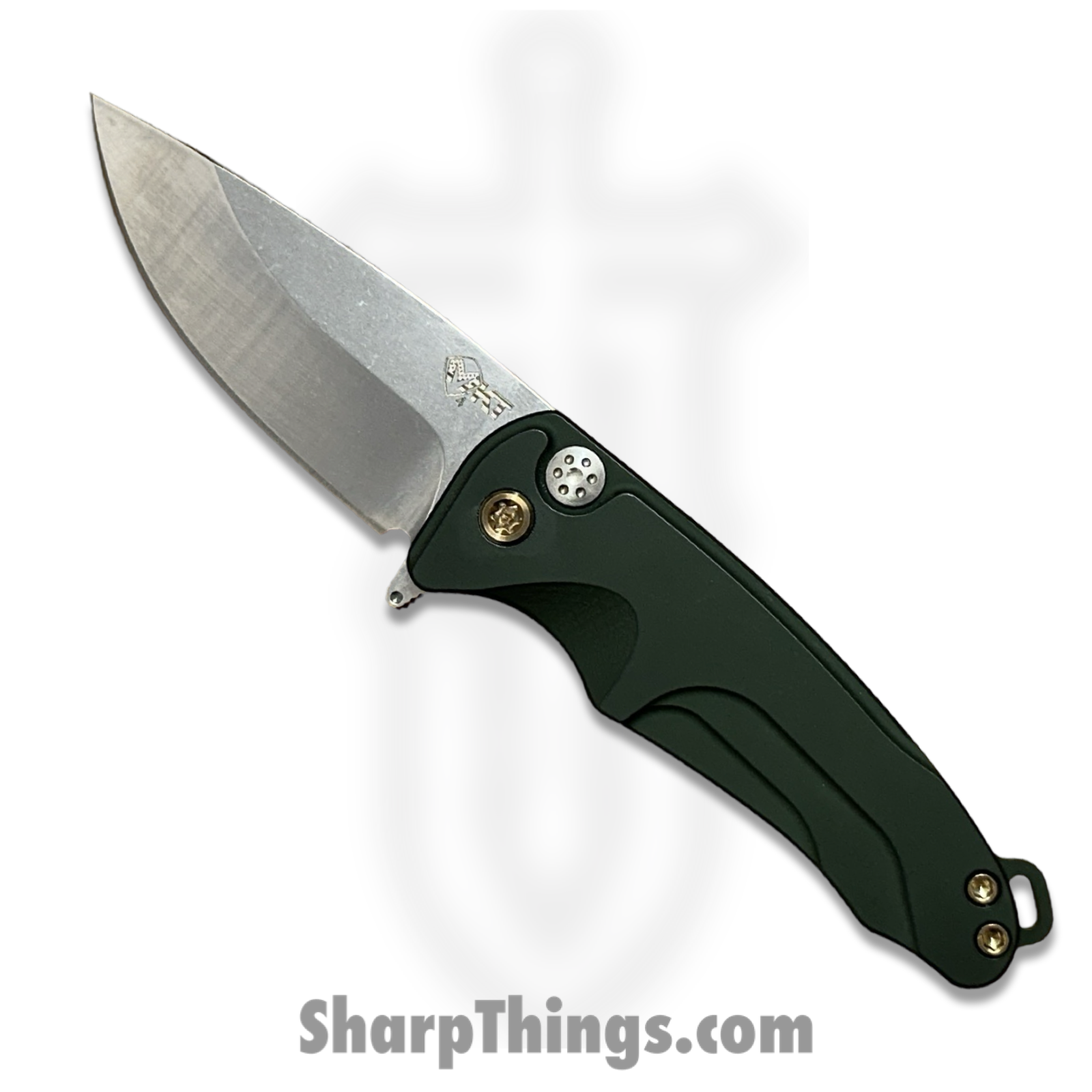 Medford Knife and Tool - MK0394TQ-40AG-T1C1-Q4 - Smooth Criminal - Folding Knife - S45VN Tumbled Drop Point - Aluminum - Green