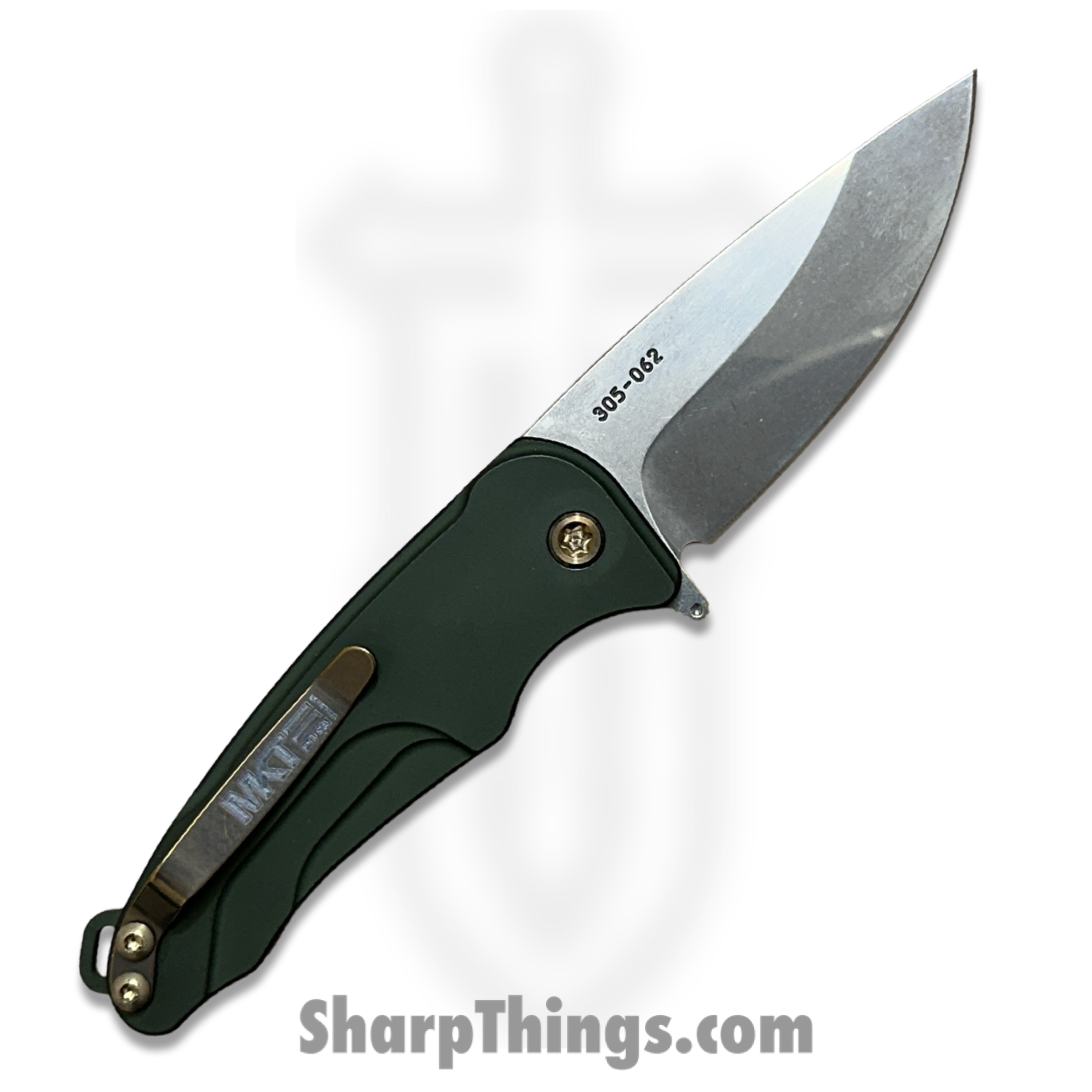 Medford Knife and Tool - MK0394TQ-40AG-T1C1-Q4 - Smooth Criminal - Folding Knife - S45VN Tumbled Drop Point - Aluminum - Green - Image 2