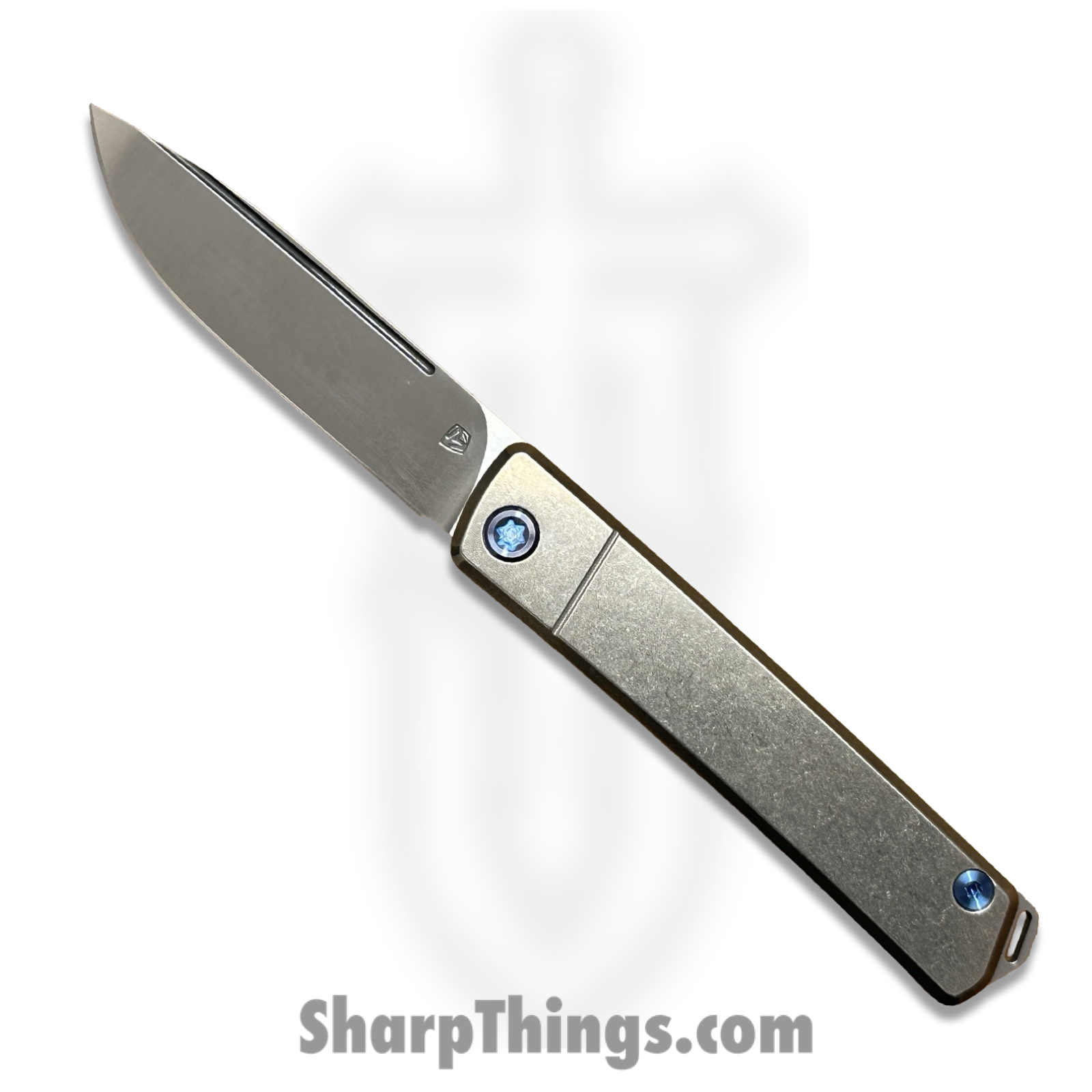 Medford Knife and Tool - MK2114TD-01TM-T2C2-Q4 - Gentlemen Jack 2 - Folding Knife - S45VN Tumbled Drop Point - Titanium - Natural, Blue