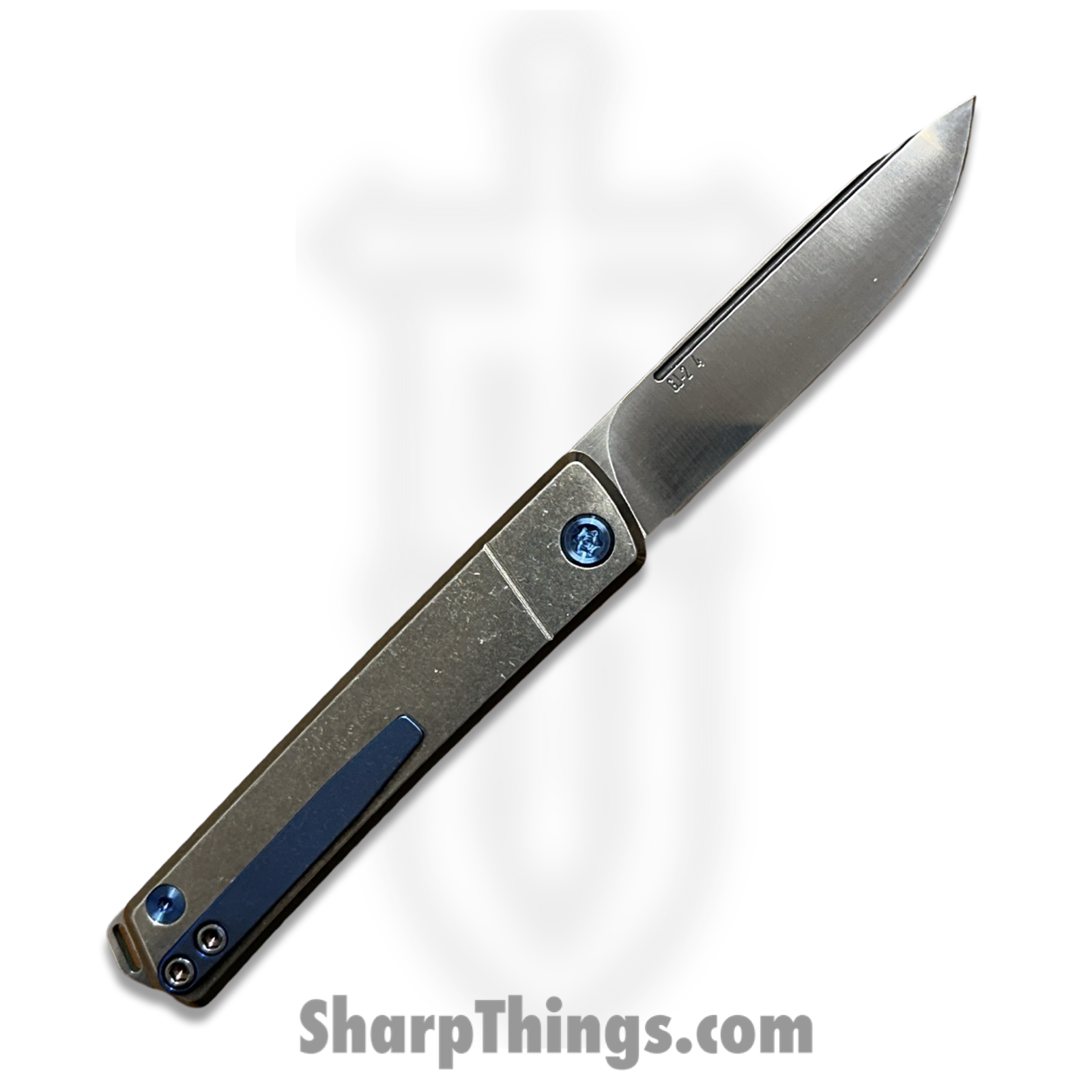 Medford Knife and Tool - MK2114TD-01TM-T2C2-Q4 - Gentlemen Jack 2 - Folding Knife - S45VN Tumbled Drop Point - Titanium - Natural, Blue - Image 2