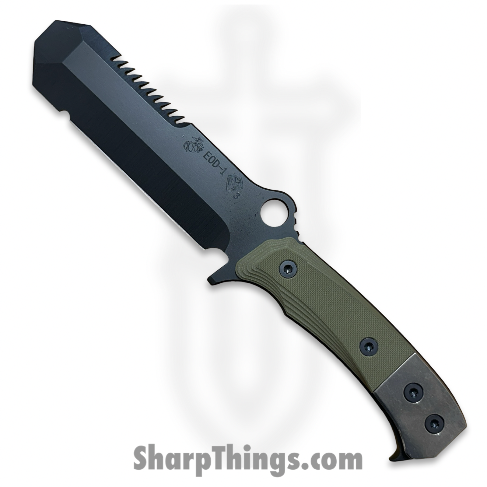 Medford Knife and Tool - MK0743PQ-10KO-SPQ3-Q4 - USMC EOD - Fixed Blade Knife - 3V DLC Multi Tool - G10 - OD Green