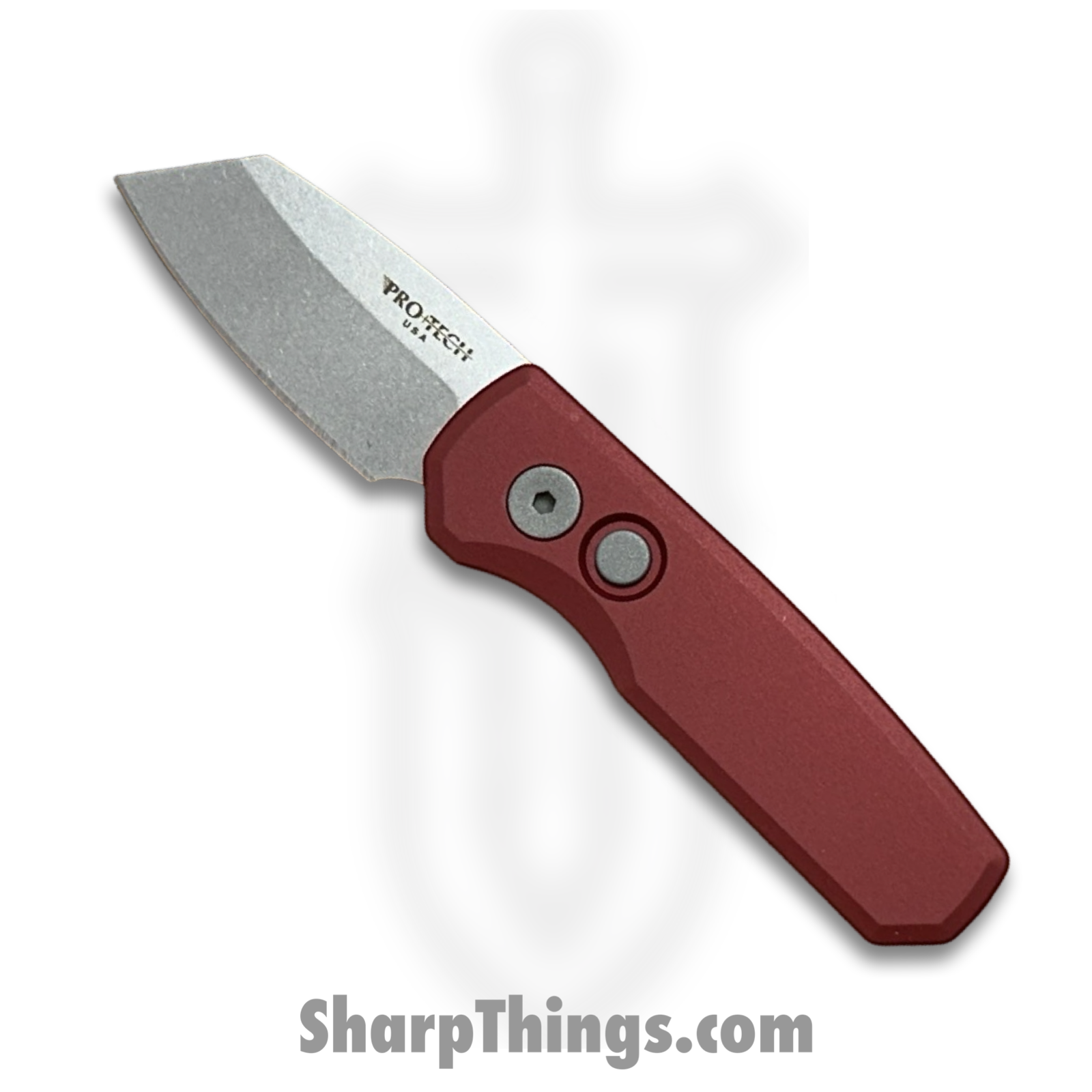 ProTech - R5401-Red - Runt 5 - Automatic Knife - CPM MagnaCut Stonewash Reverse Tanto - 6061-T6 Aluminum - Red