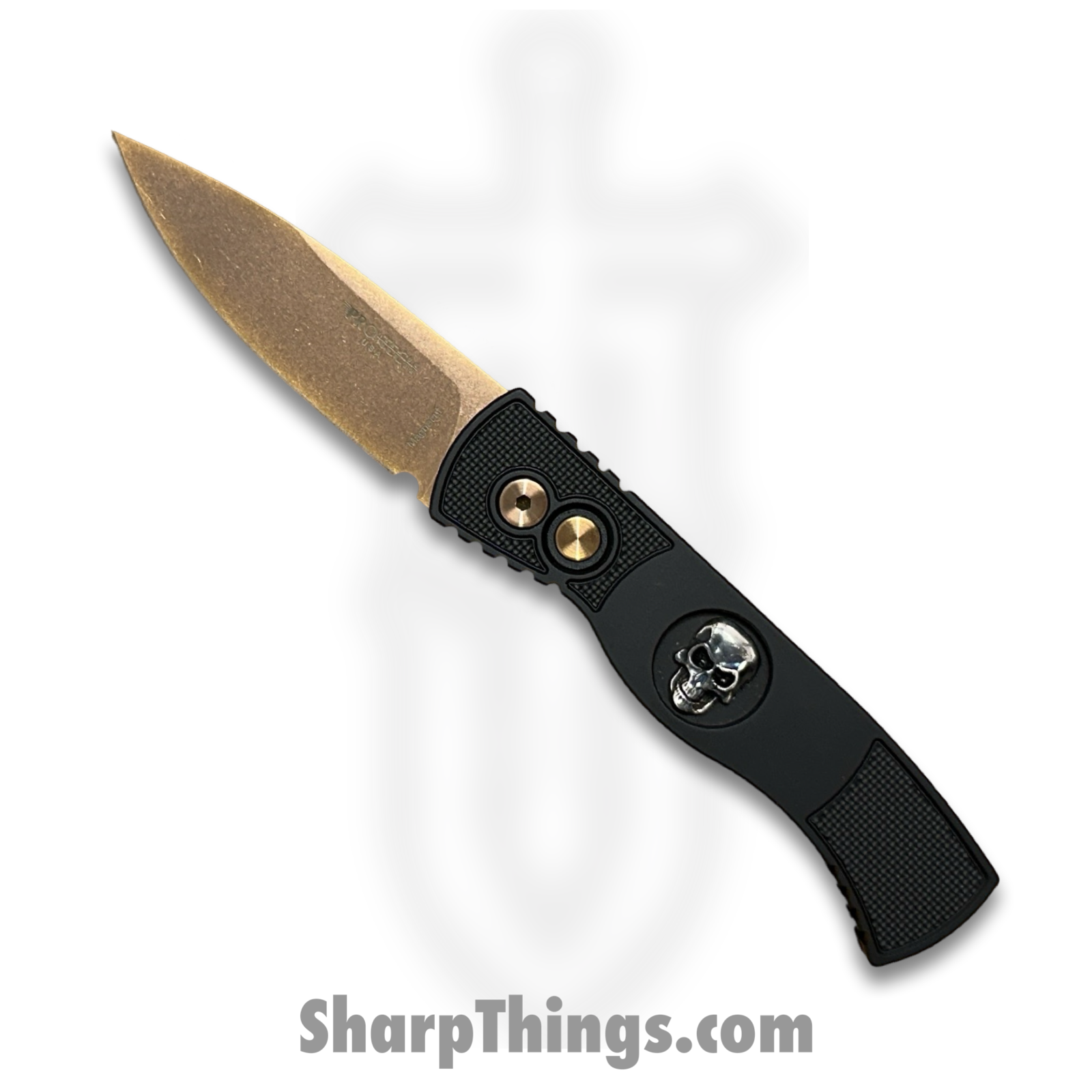 ProTech - TR-2 RG Skull - Tactical Response 2 - Automatic Knife - CPM MagnaCut Rose Gold Coated Drop Point - 6061-T6 Aluminum - Black