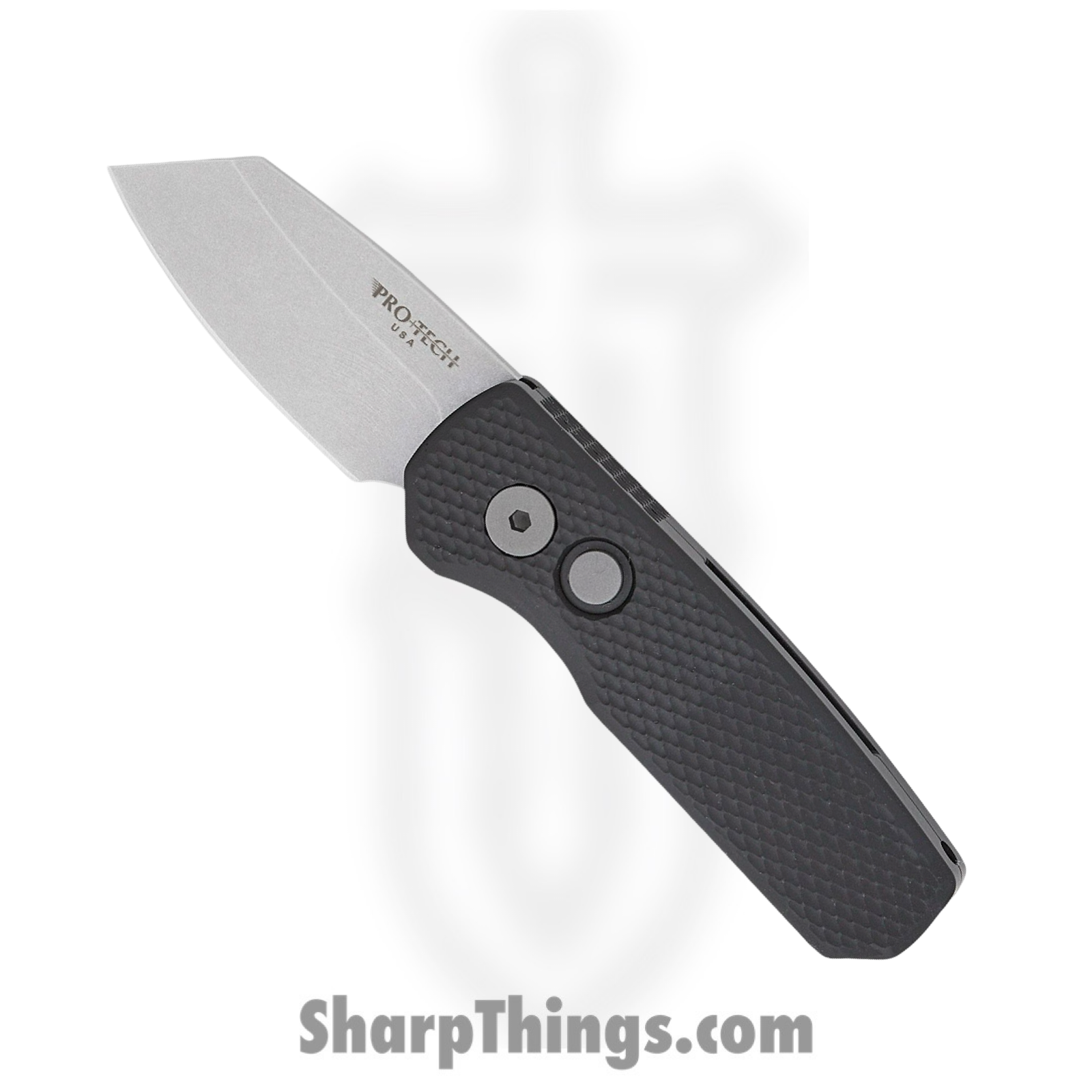 ProTech - R5405 - Runt 5 - Automatic Knife - Magnacut Stonewash Reverse Tanto - Aluminum - Black