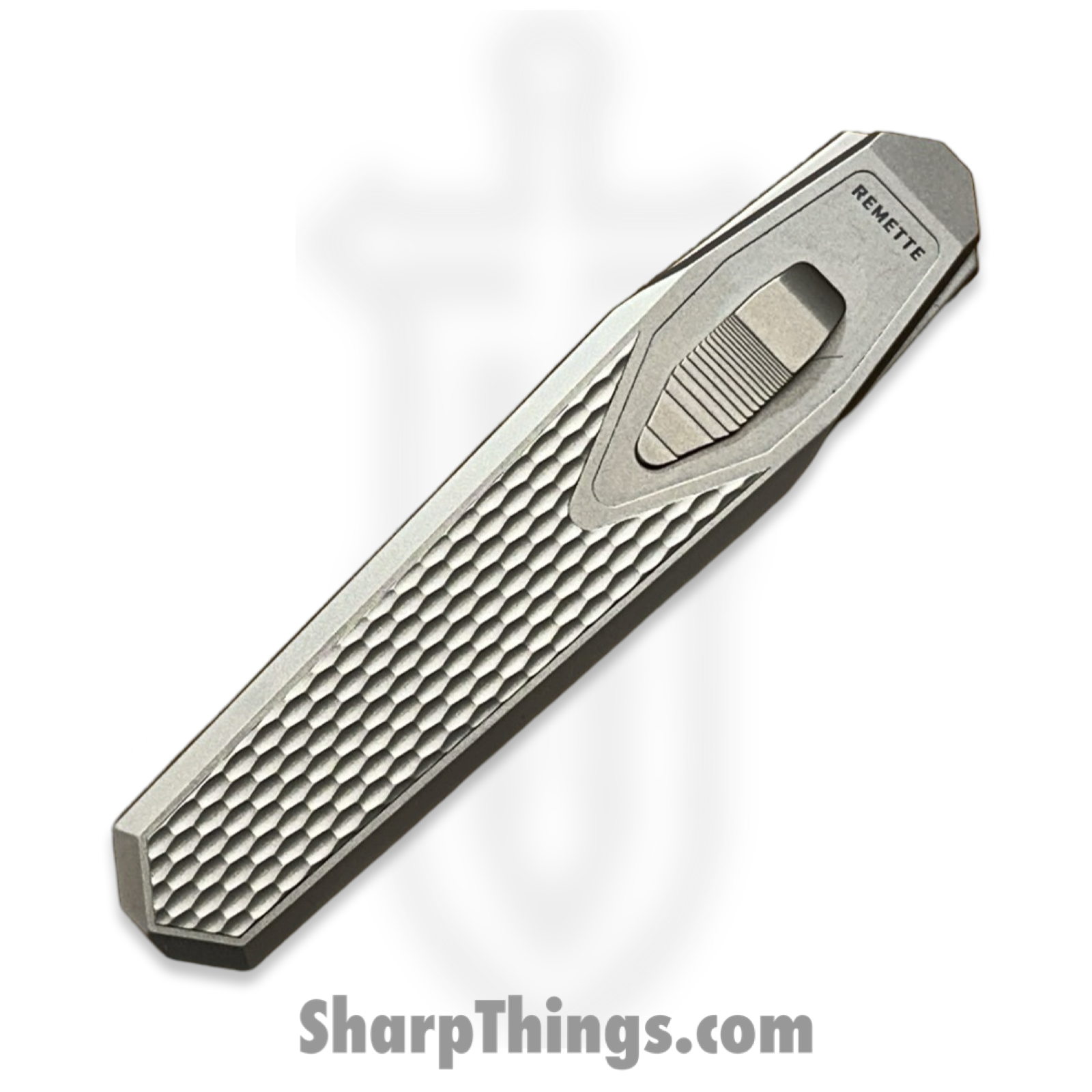 Remette - ZL101A2 - RT Swordfish - OTF Gravity Knife - Clip Point M390 Satin/Blasted - Sleek Jigged Titanium w Carbon Fiber Inlay - Gray - Image 4