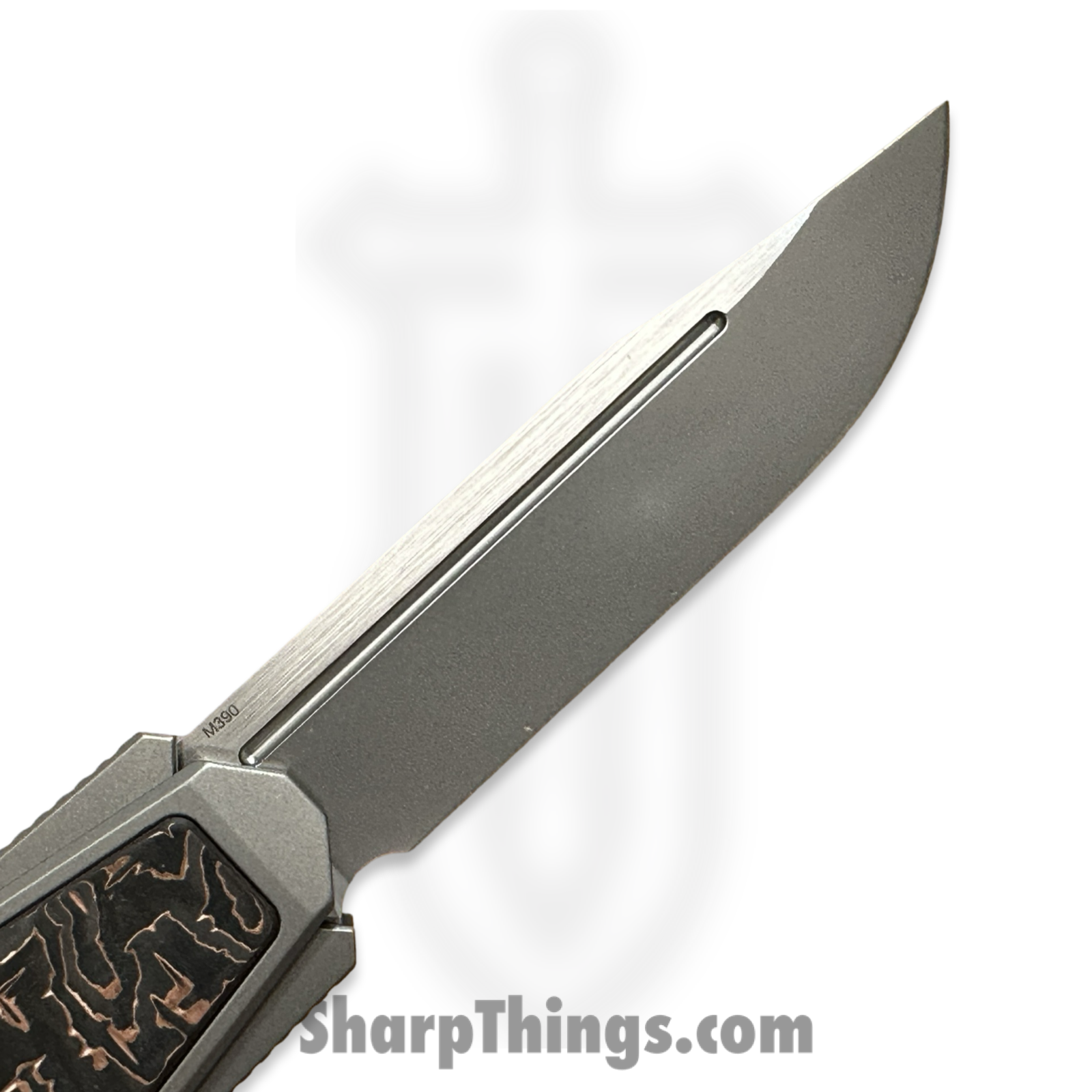 Remette - ZL101A4 - RT Swordfish - OTF Gravity Knife - Clip Point M390 Satin/Blasted - Sleek Jigged Titanium w Carbon Fiber Inlay - Gray - Image 11
